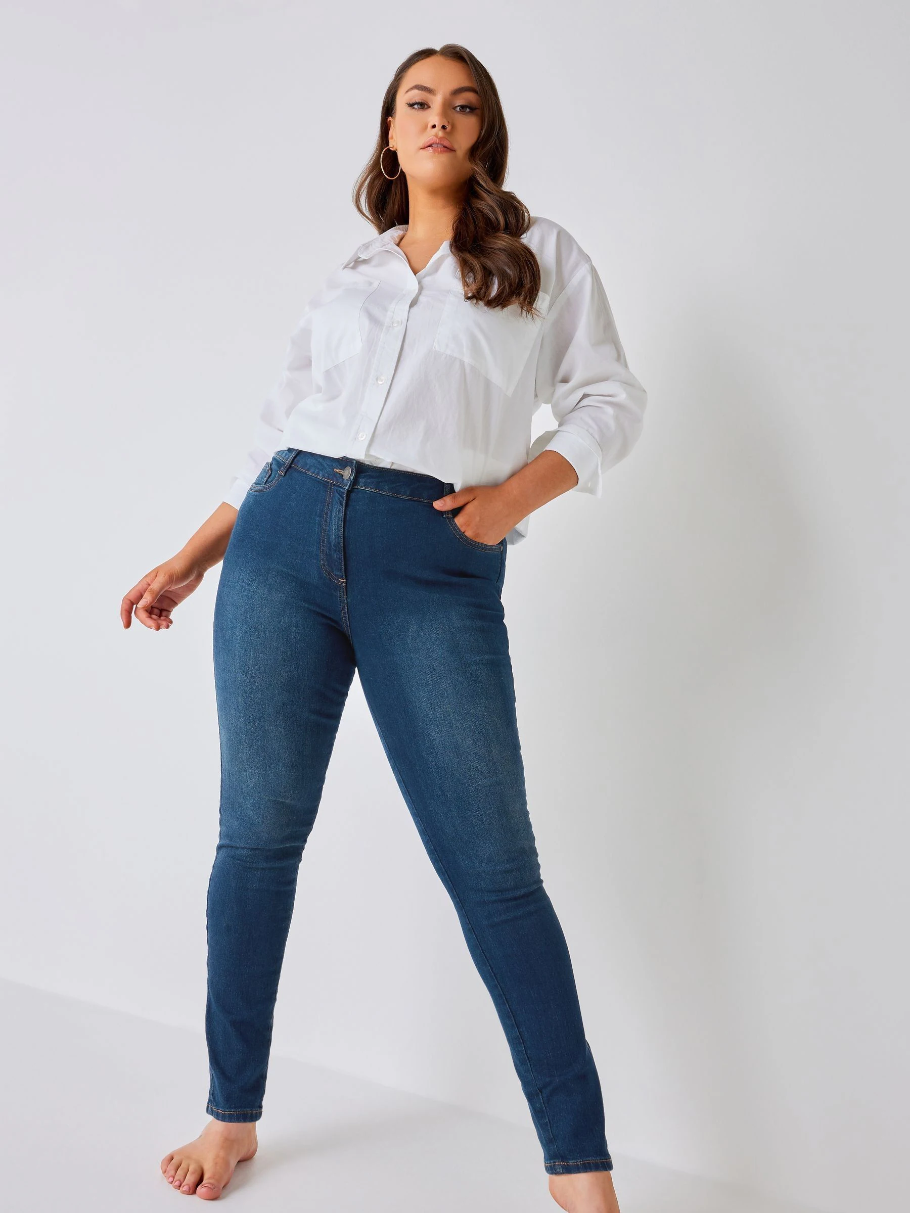 Yours Curve Blue Curve Skinny Stretch AVA Jeans