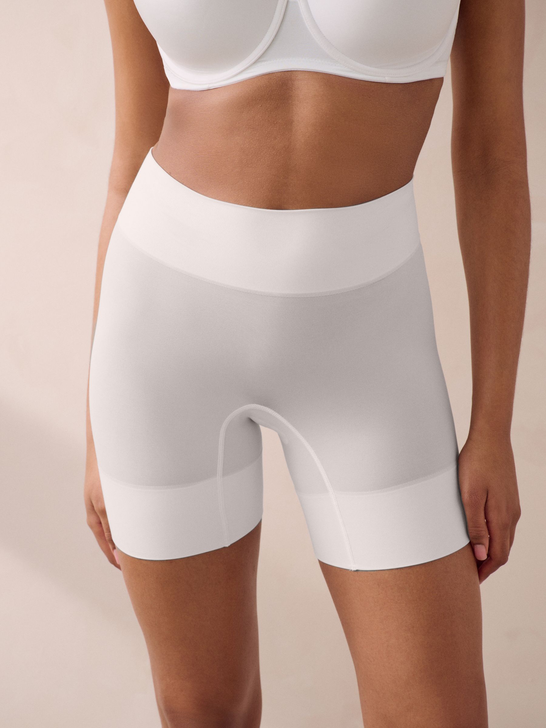 Pastel Rose Nude / White Seamless Smoothing Anti-Chafe Shorts 2 Pack
