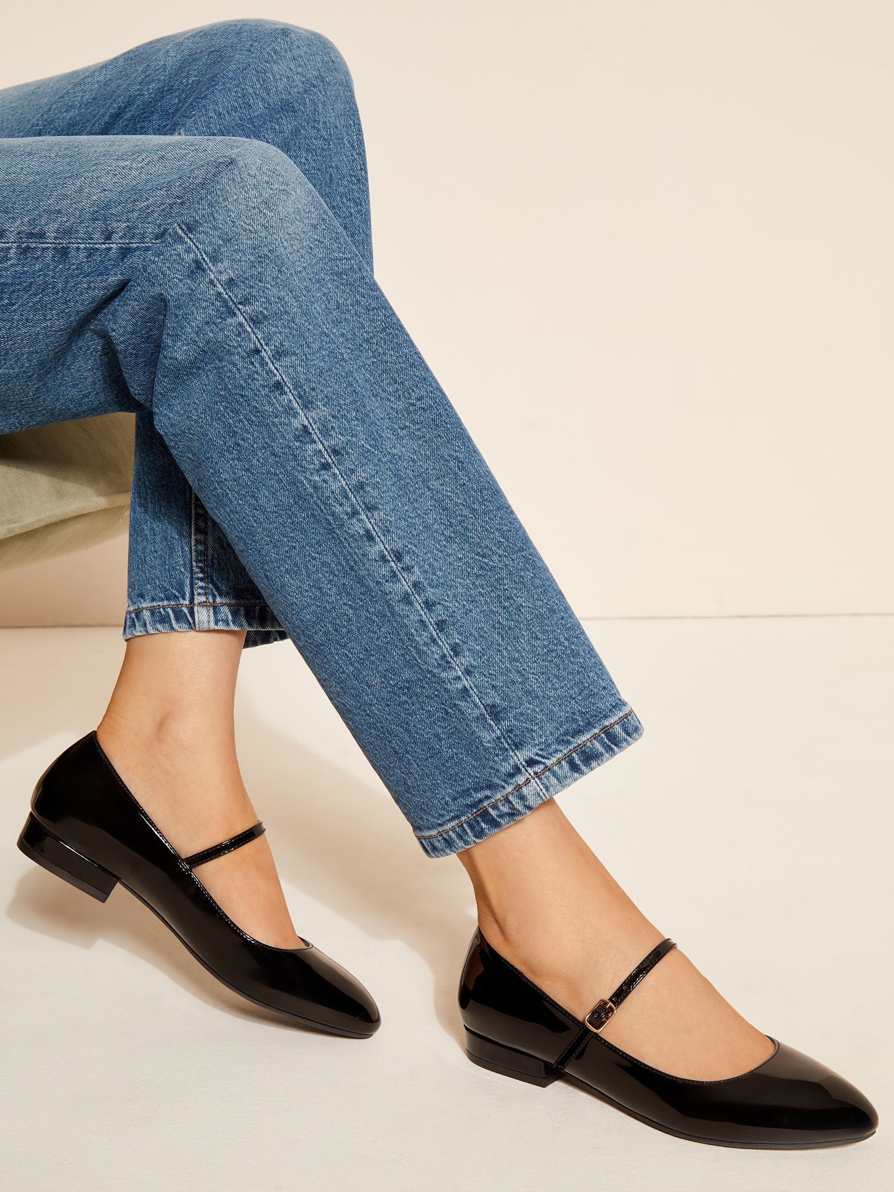 Friends Like These Black Wide Fit Round Toe Mary Jane Faux Leather Patent Ballerinas