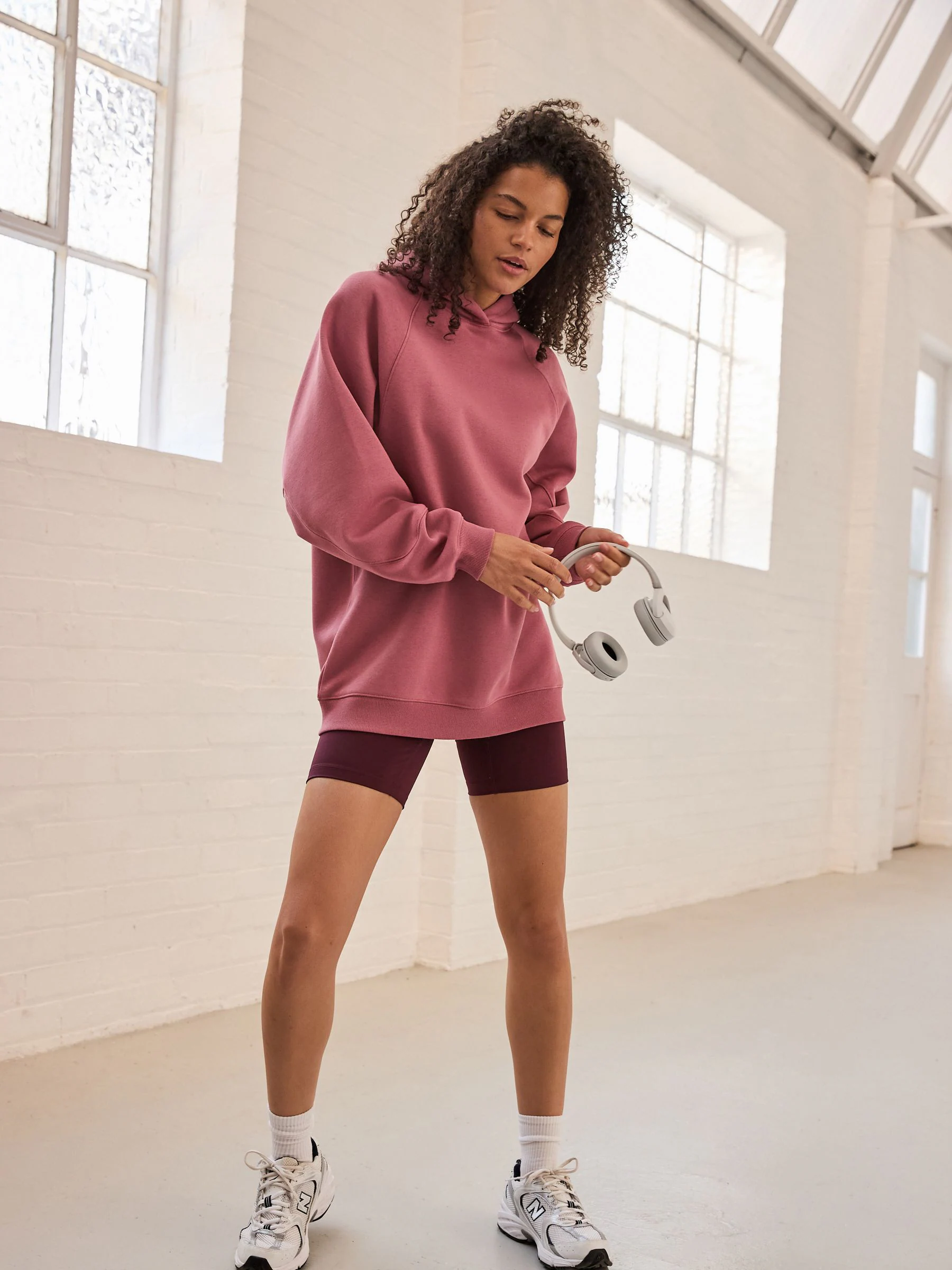 Rose Pink Relaxed Fit Heavyweight Longline Hoodie