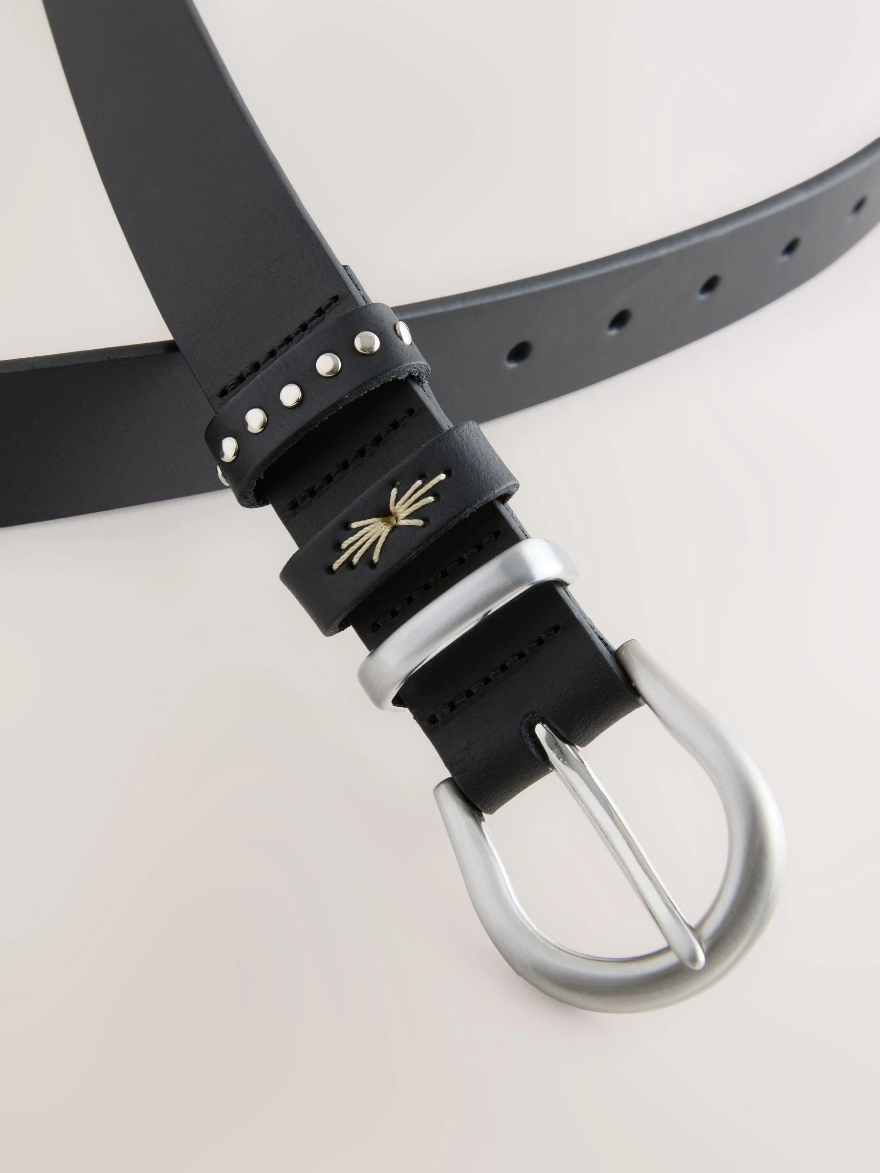 Black Regular Western Leather Belt