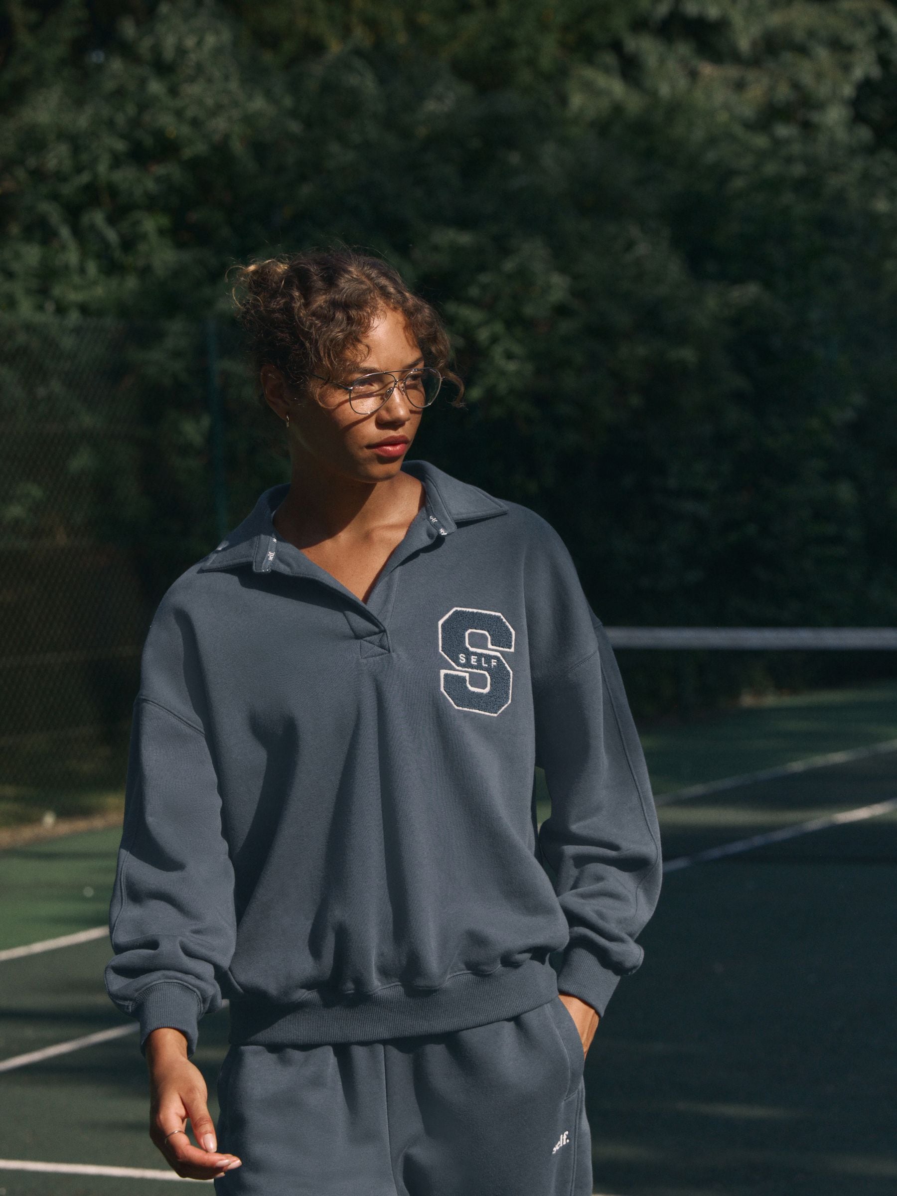 self. Blue Rugby Sweatshirt