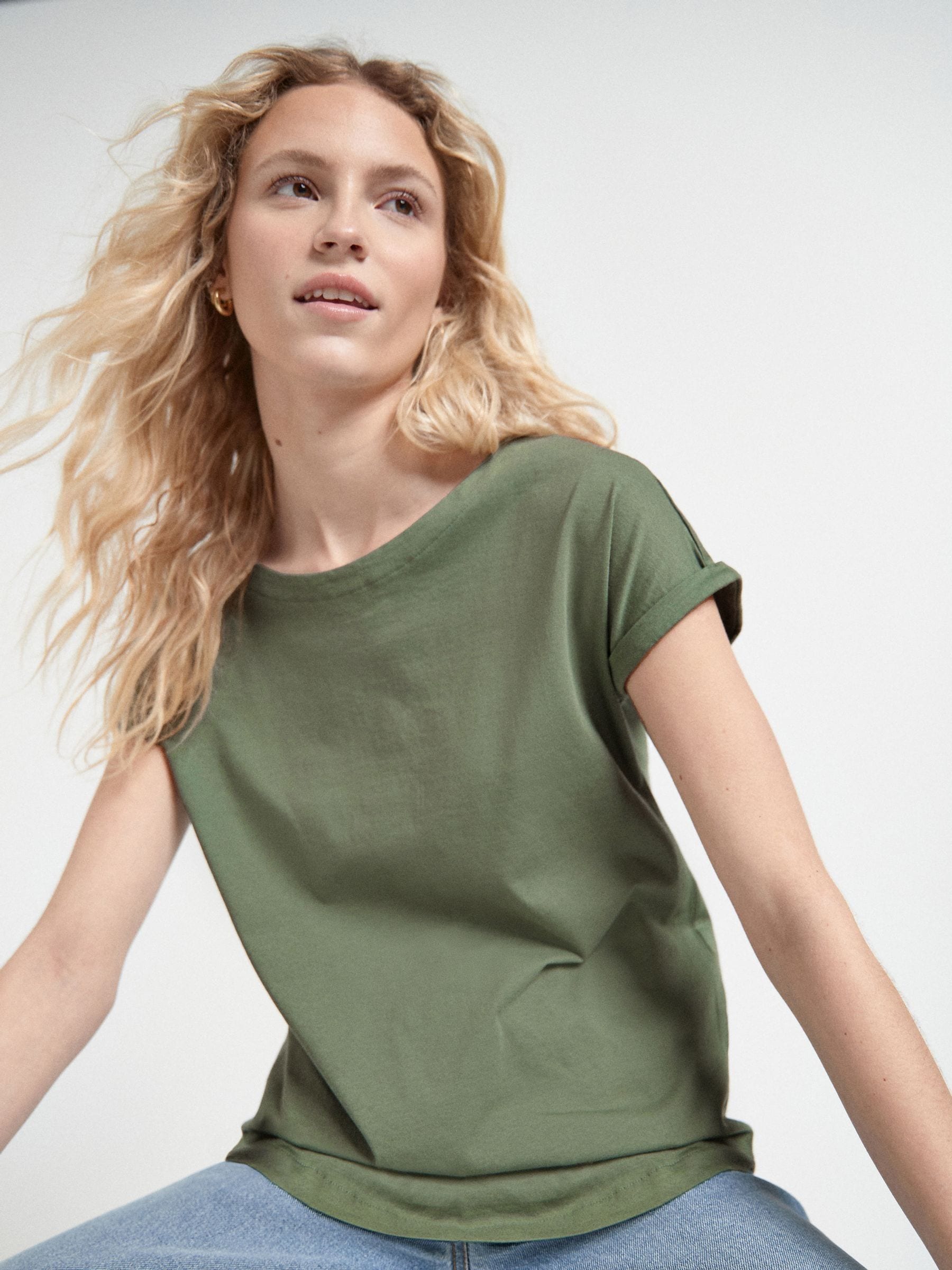 Grey/White/Black/Navy Blue/Khaki Green Cap Sleeve T-Shirts 5 Pack