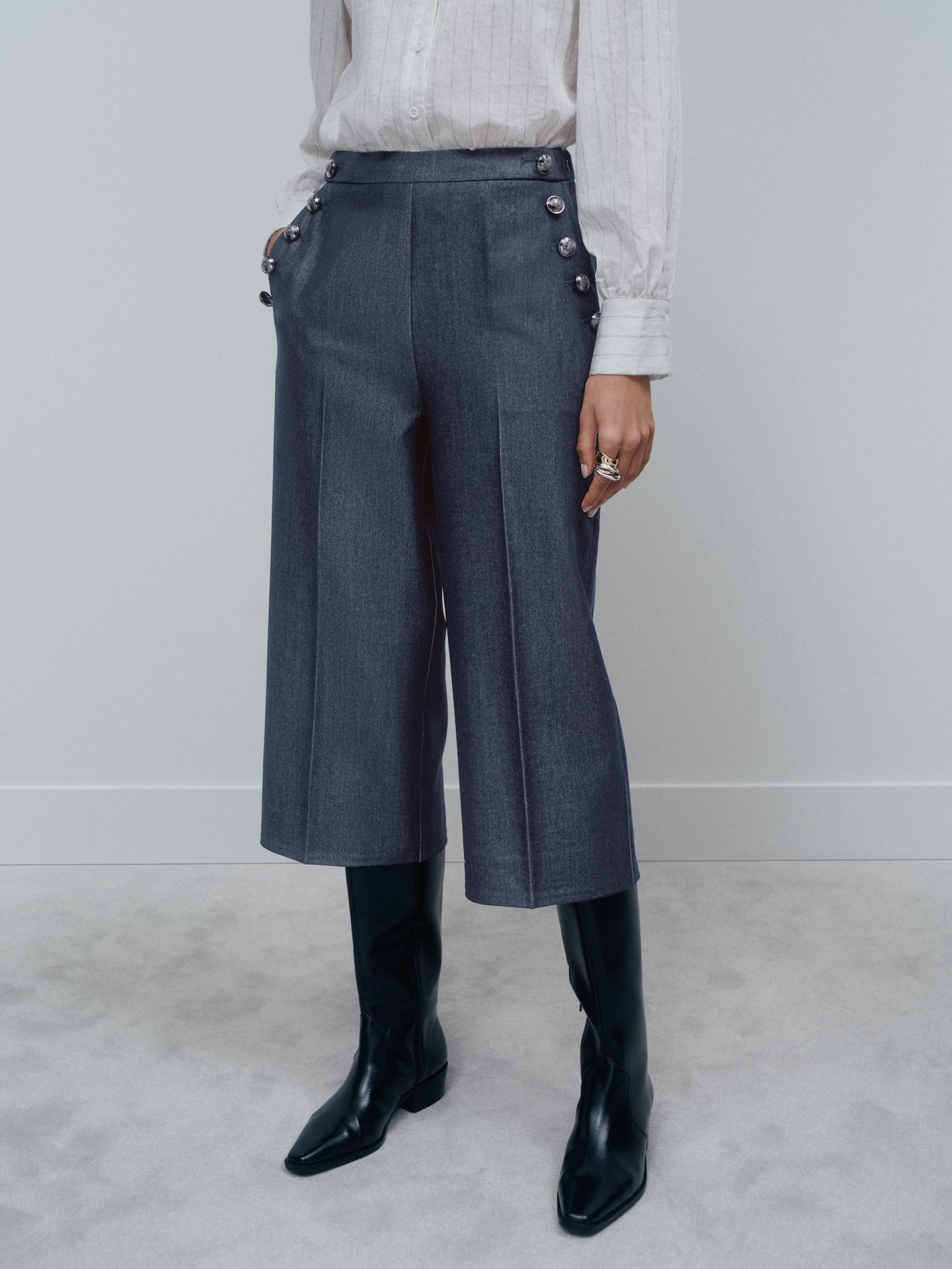 Navy Denim Look Culottes