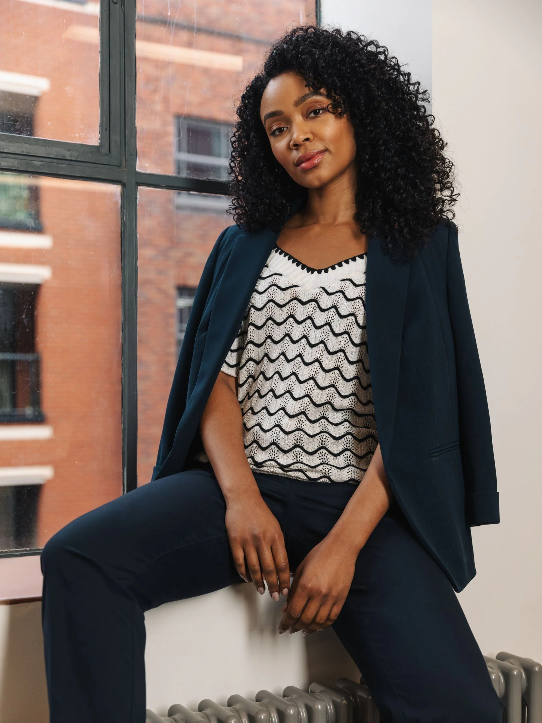 Roman Blue Petite Classic Stretch Blazer