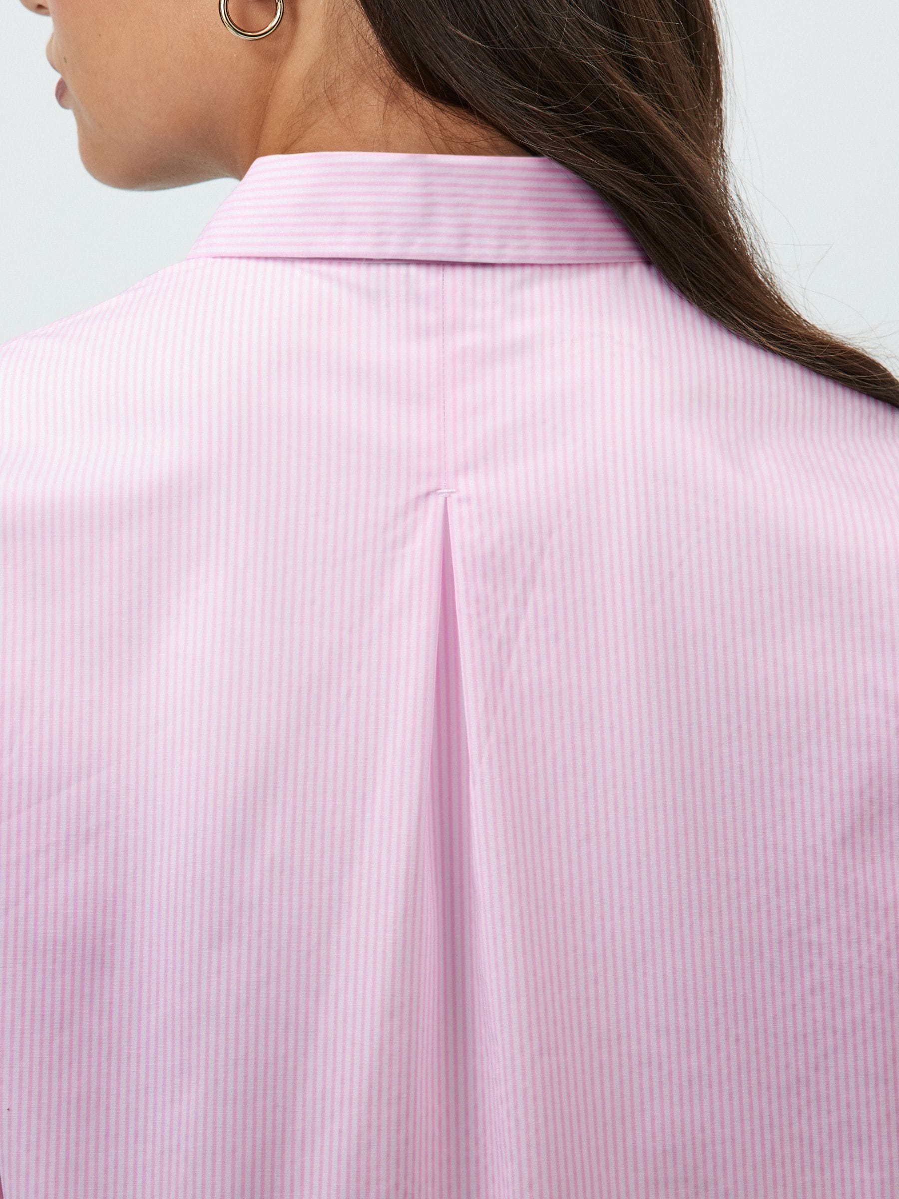 Pink/White Stripe Fitted Stretch Essential Long Sleeve Shirt