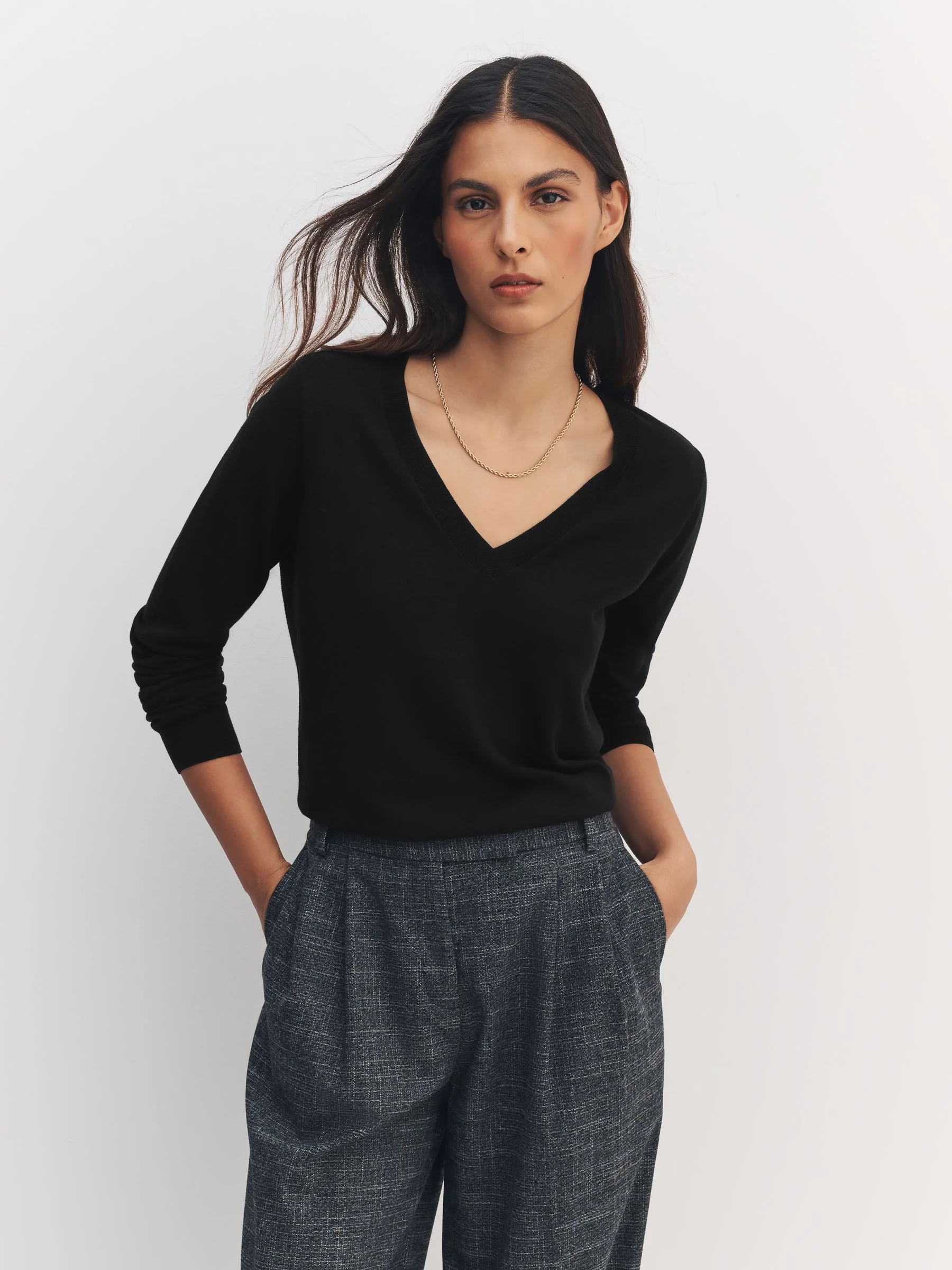 Black Soft Touch V-Neck Cotton Rich Jumpers 2 Pack