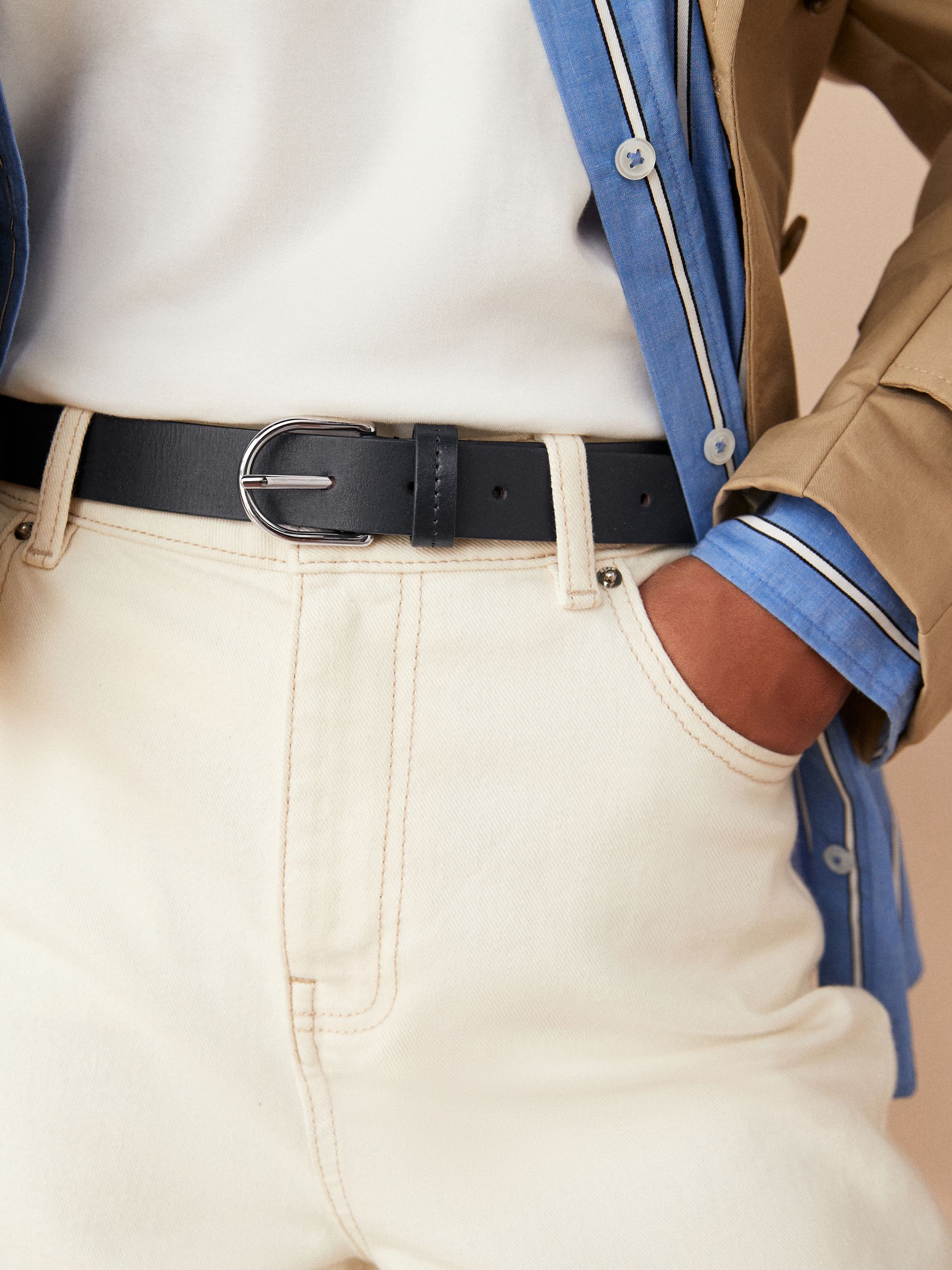 Navy Regular Leather Belt