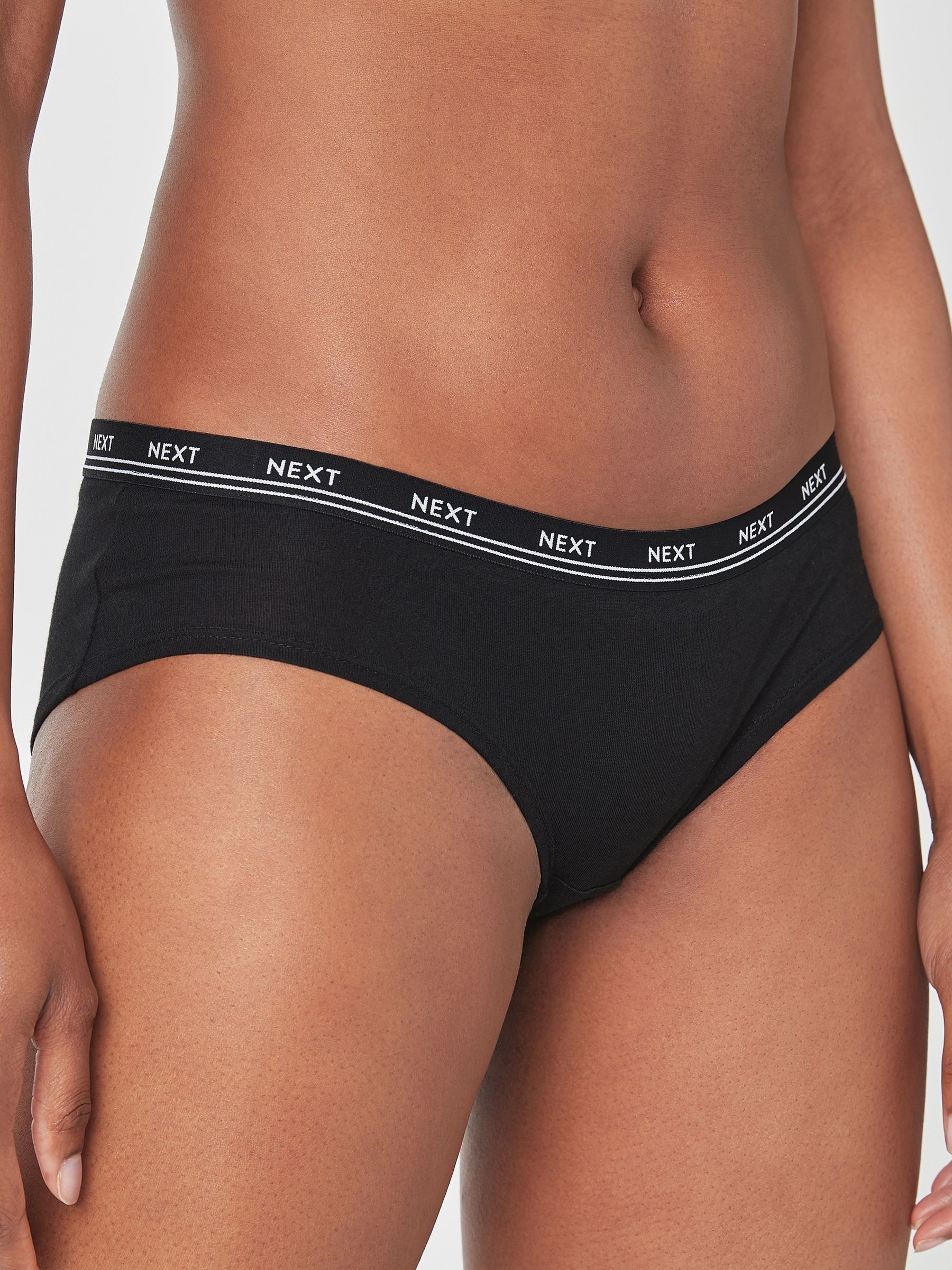 Black Short Cotton Logo Knickers 4 Pack