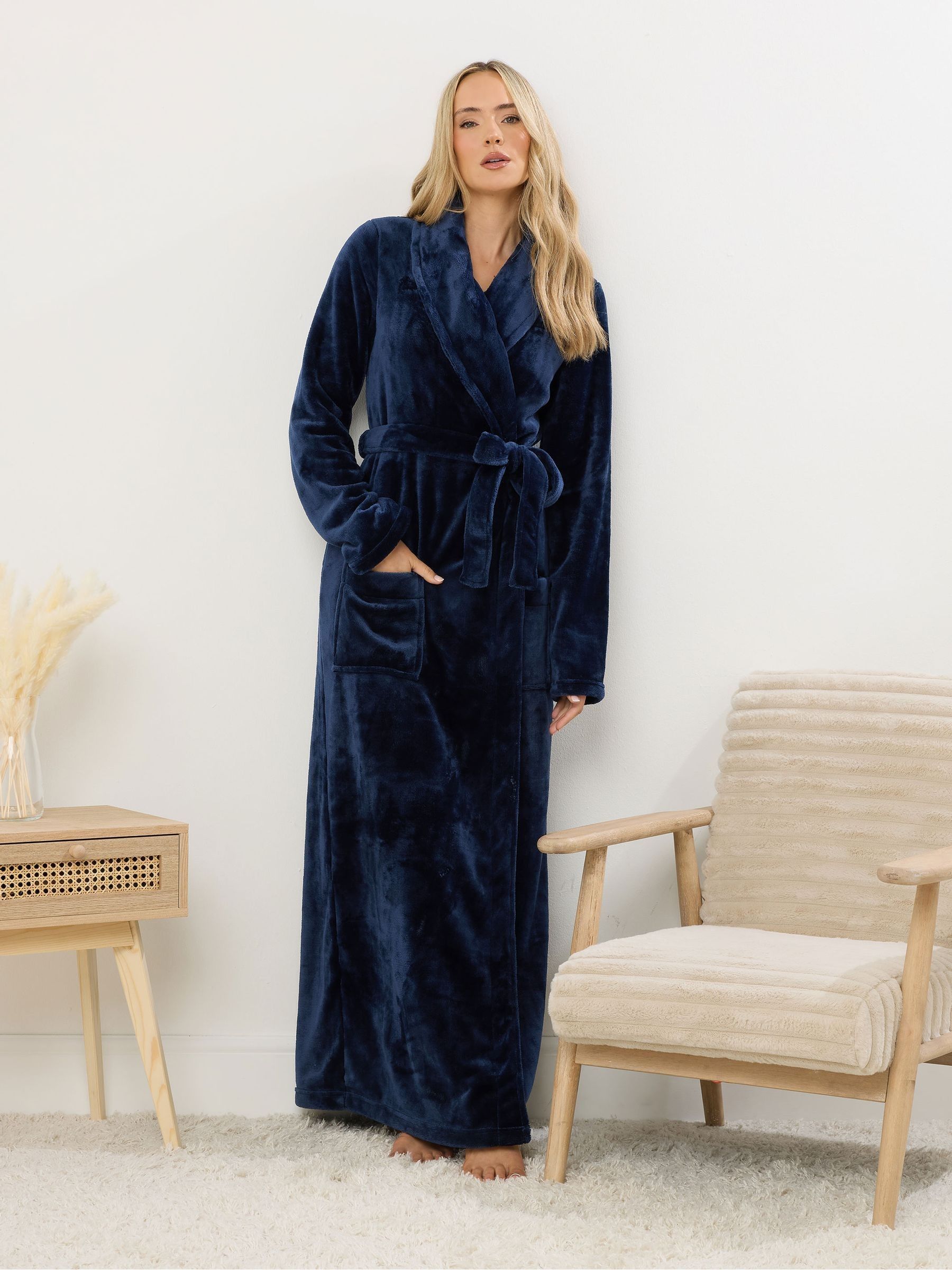 Long Tall Sally Blue Super Luxe Shawl Maxi Robe