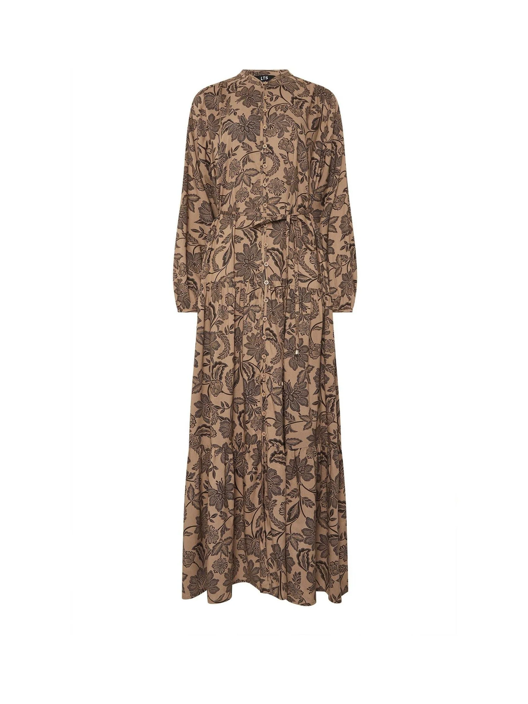 Long Tall Sally Natural Floral Tie Waist Maxi Dress