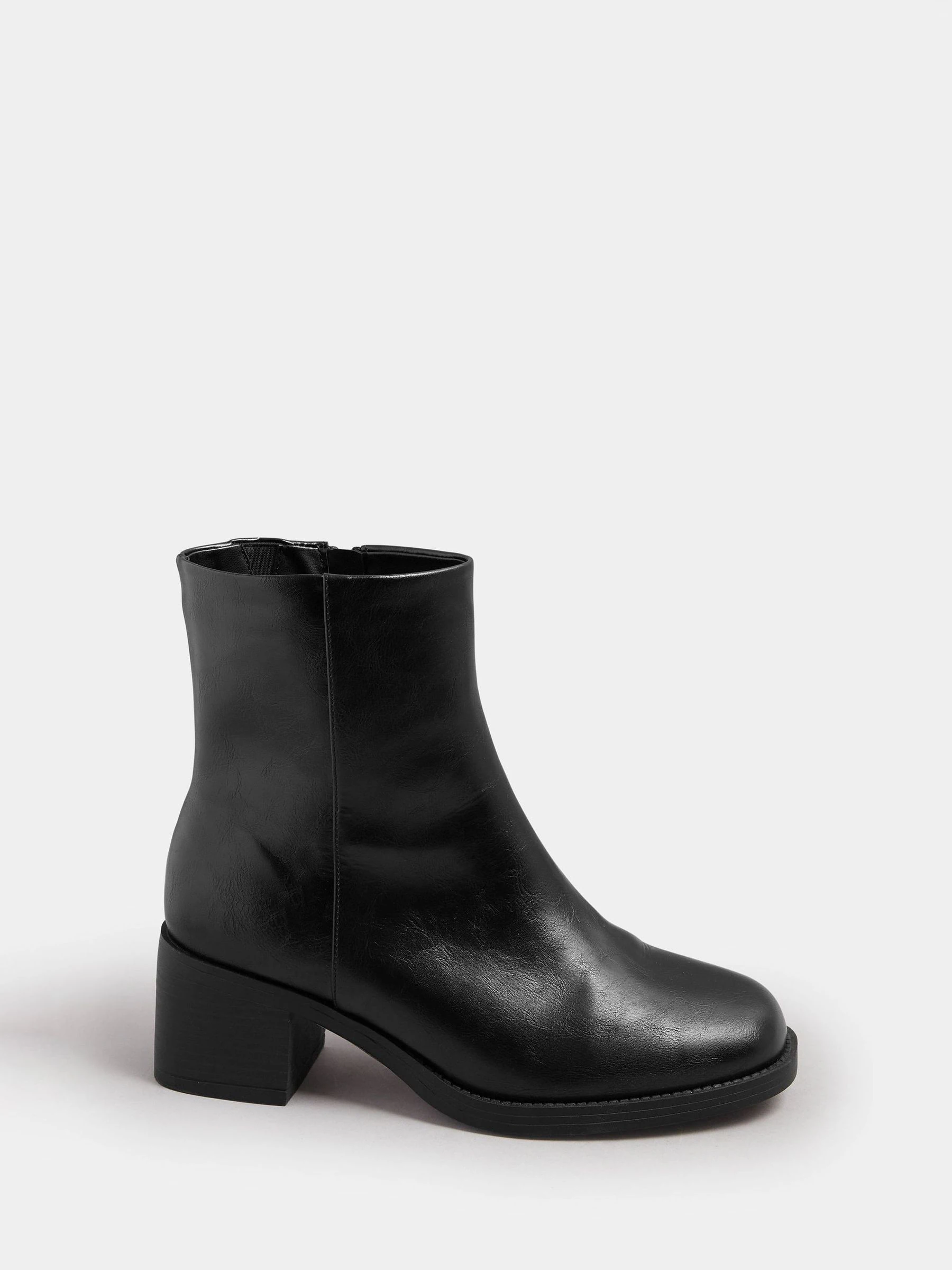 Yours Curve Black Wide Fit Wide Fit Square Ankle Boots