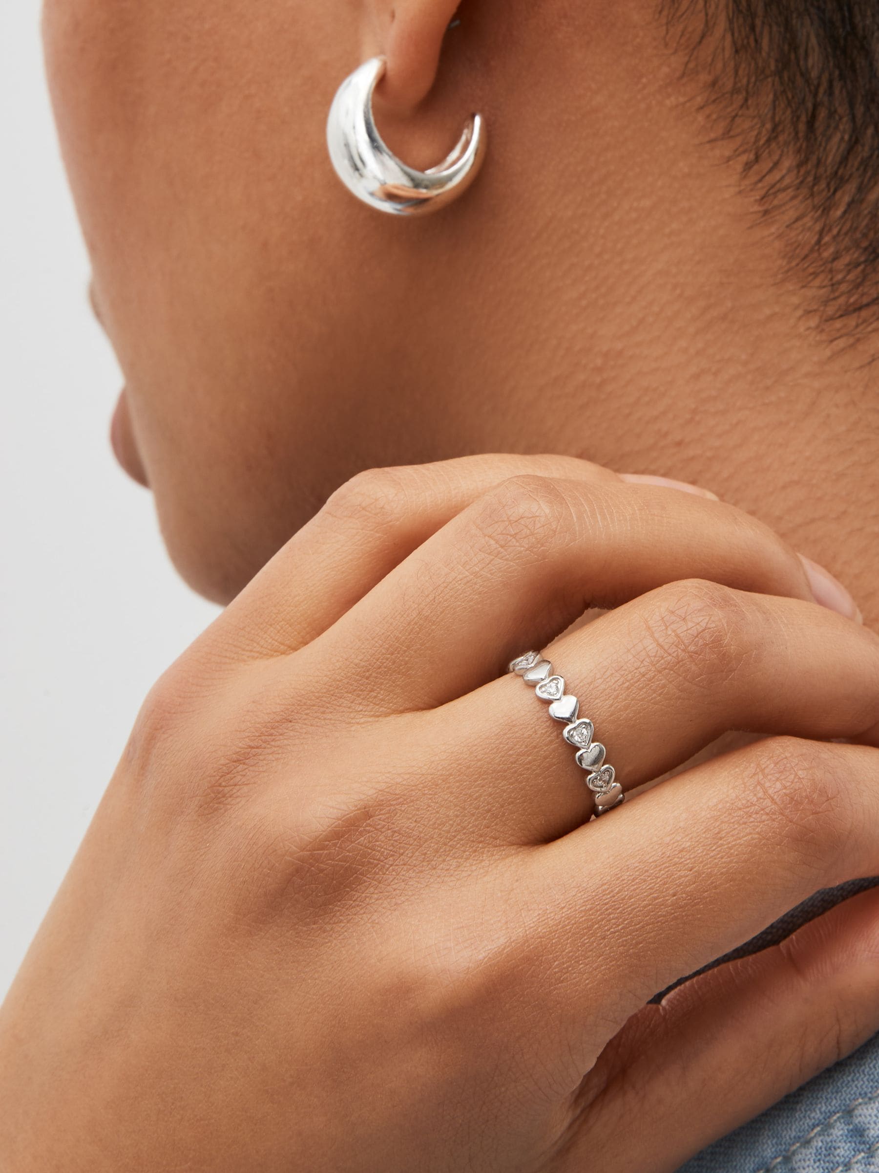 Sterling Silver Heart Sparkle Ring