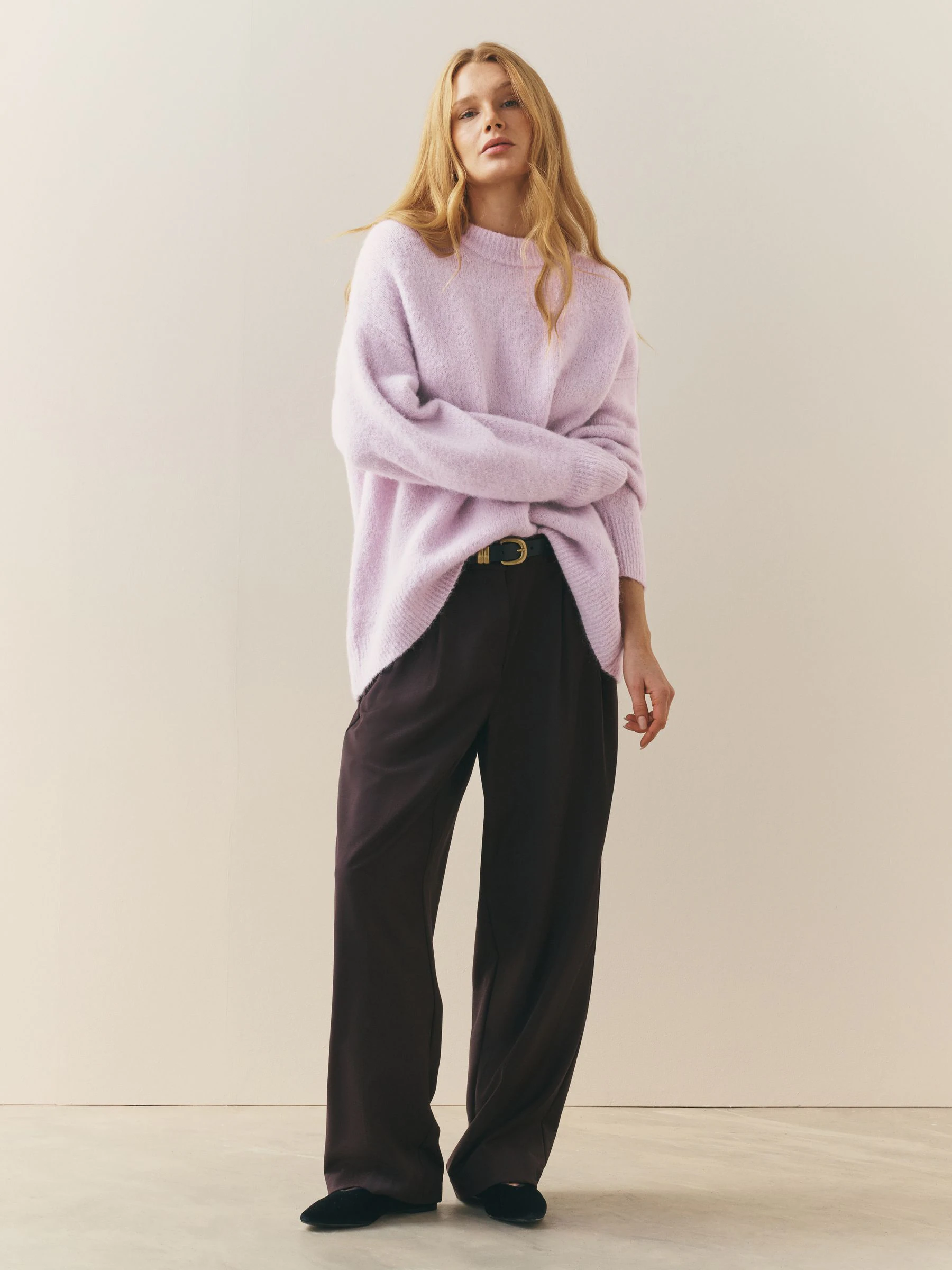 Nothing Ordinary Lilac Purple Oversized Alpaca Wool Blend Crew Neck Knitted Jumper