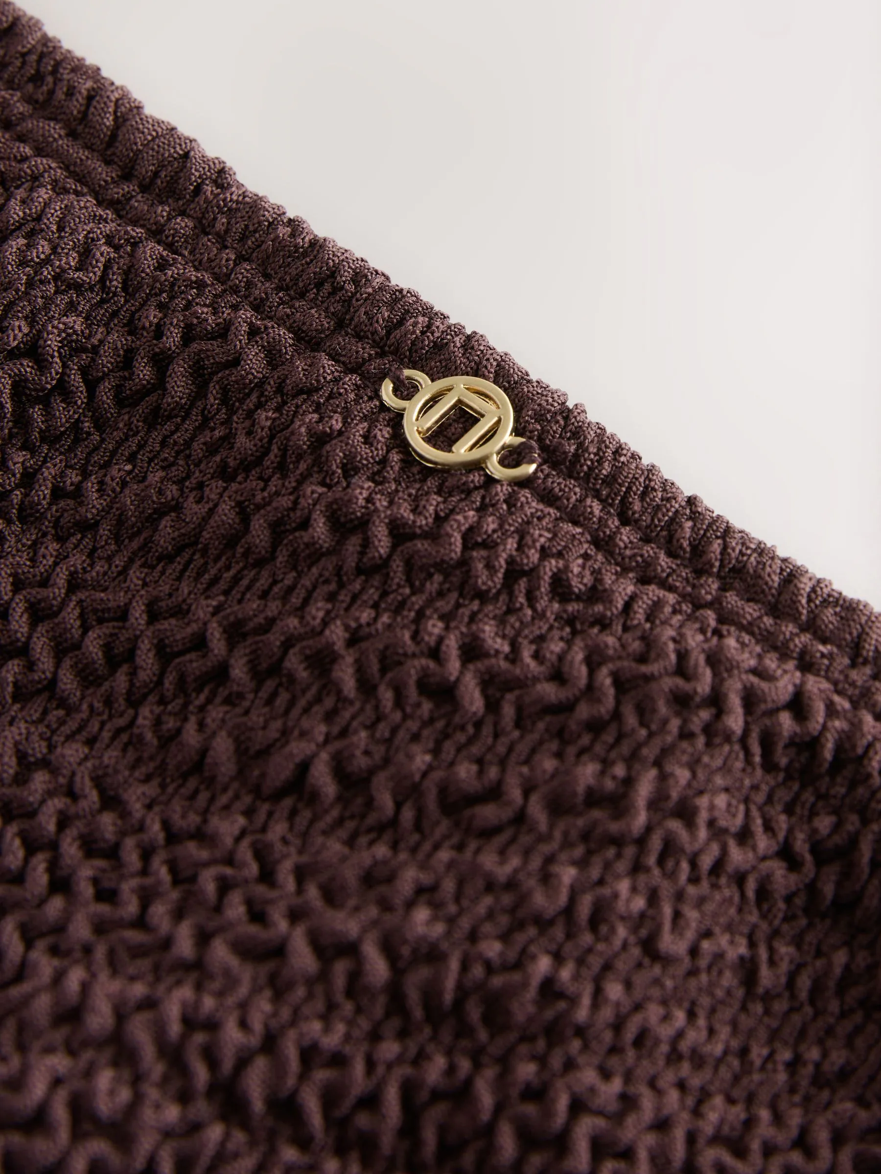 Chocolate Brown Crinkle High Waist High Leg High Leg Bikini Bottoms