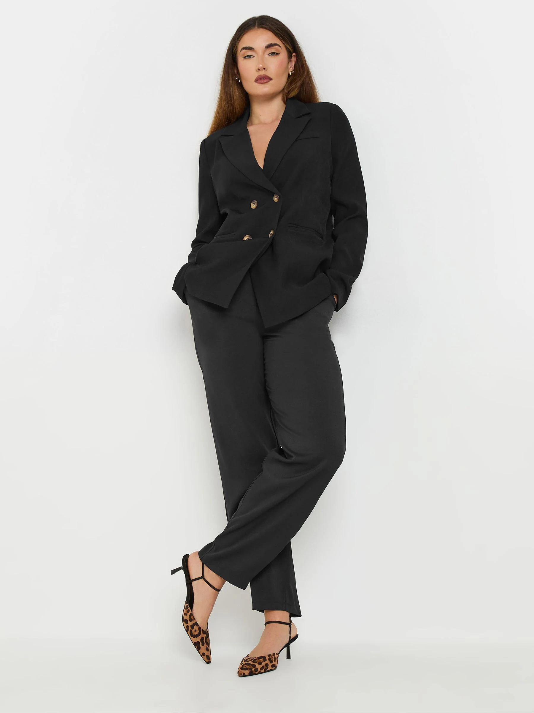 Long Tall Sally Black Double Breasted Jacket