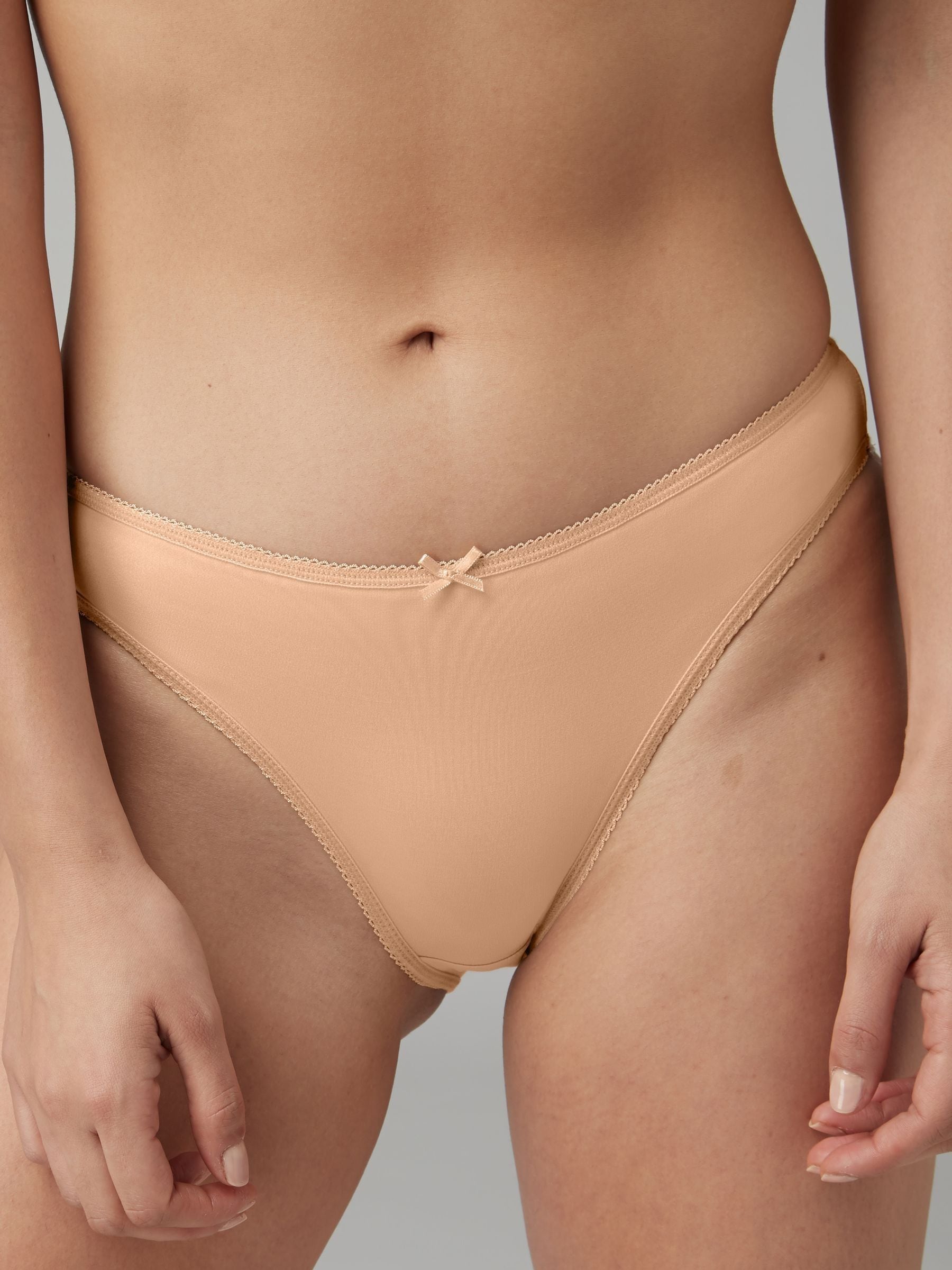 Black/White/Praline Nude High Leg Microfibre Knickers 7 Pack