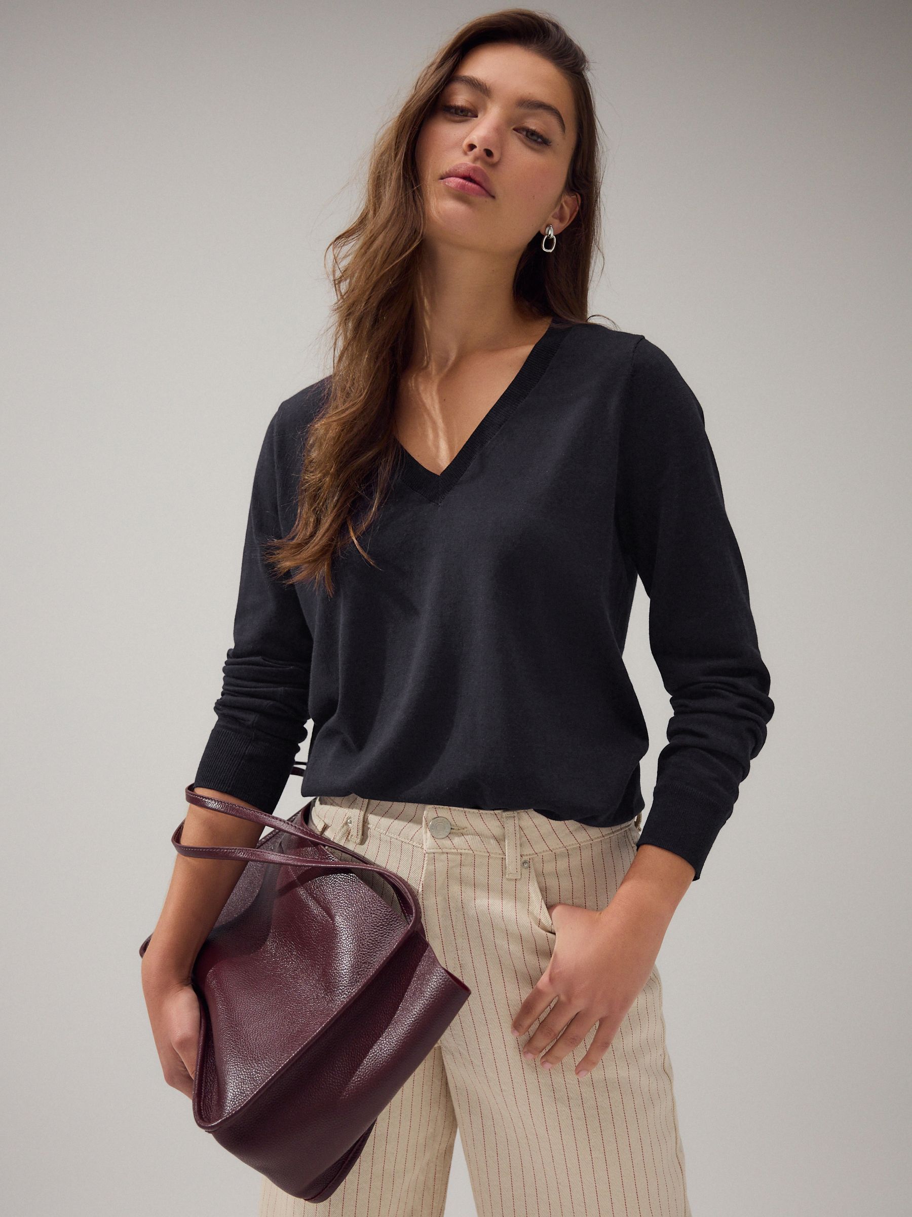 Blue Navy Soft Touch V-Neck Cotton Rich Jumper