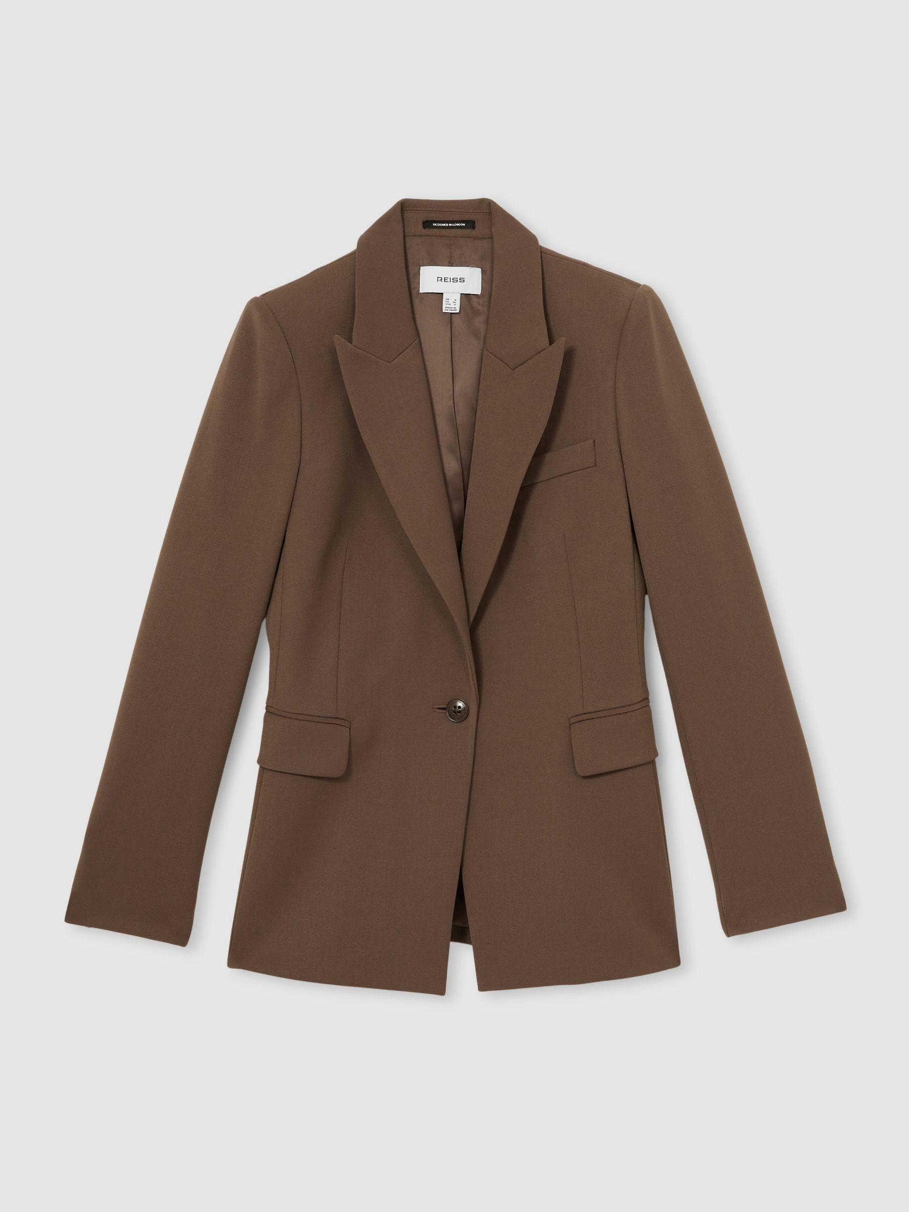 Reiss Mink Neutral Gabi Petite Tailored Single Breasted Suit Blazer