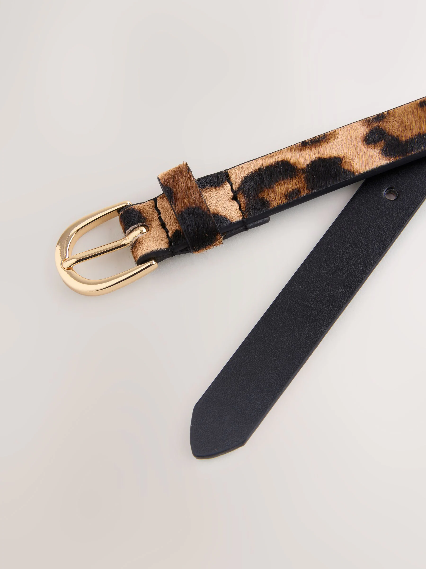 Animal Leather Skinny Belt