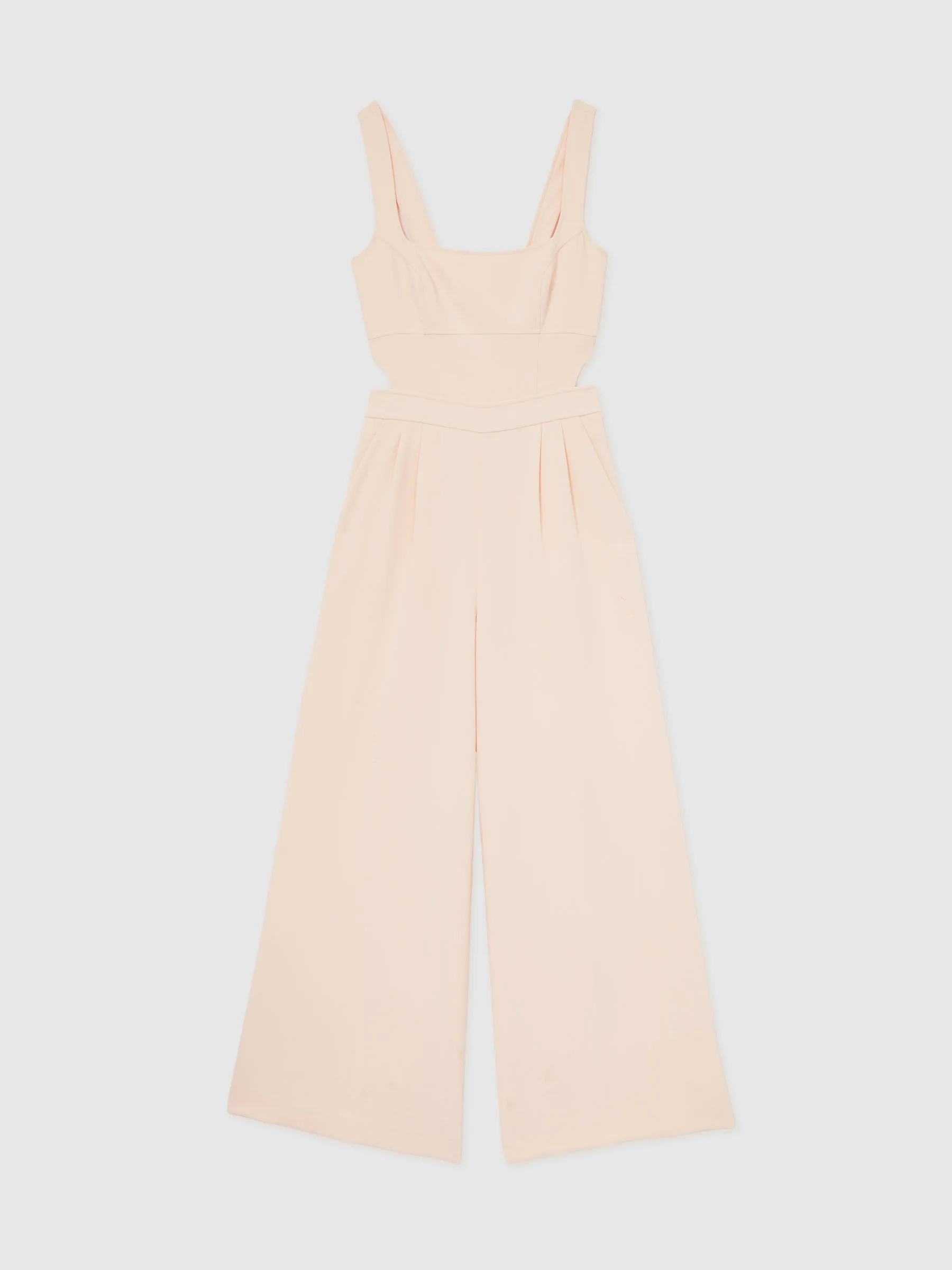Reiss Pale Pink Dion Wide-Leg Cut-Out Jumpsuit