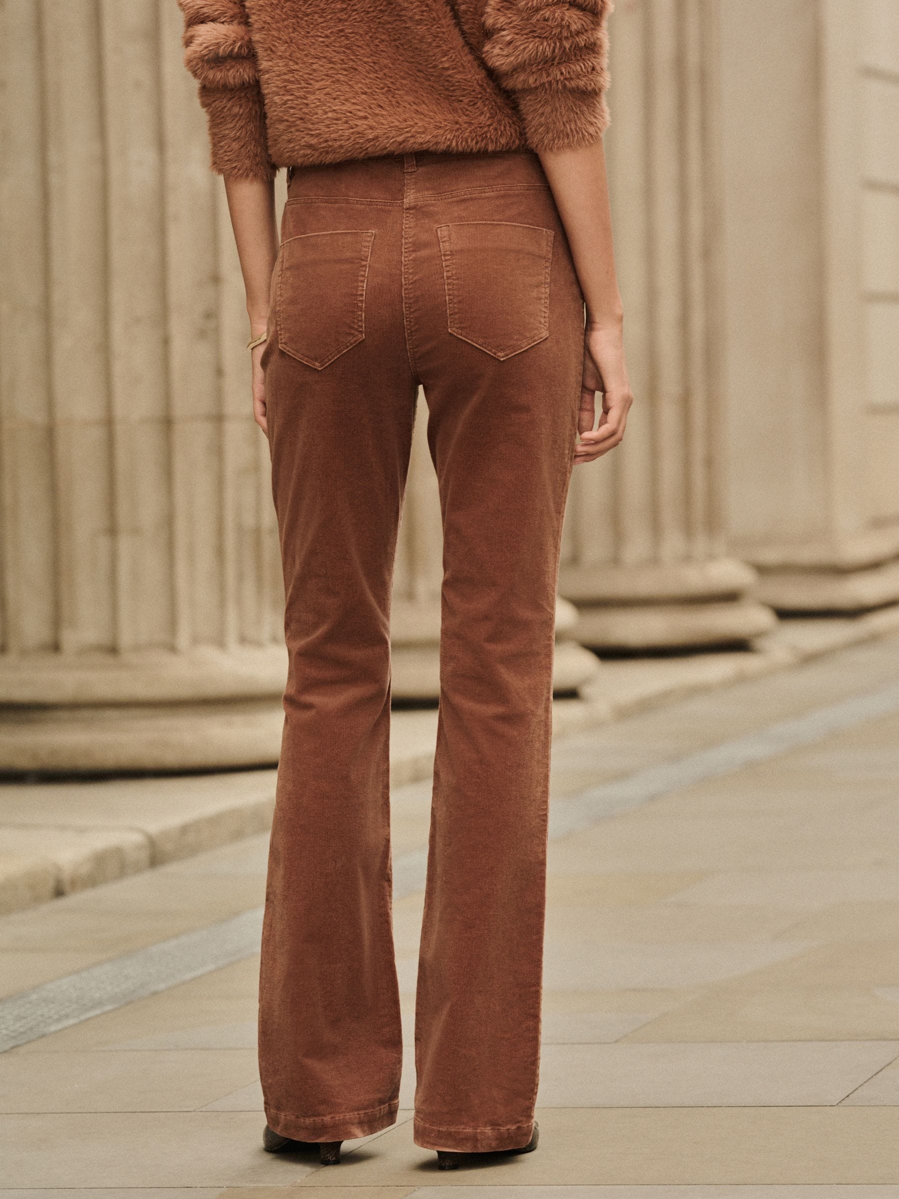 Tan Brown Cord Bootcut Trousers