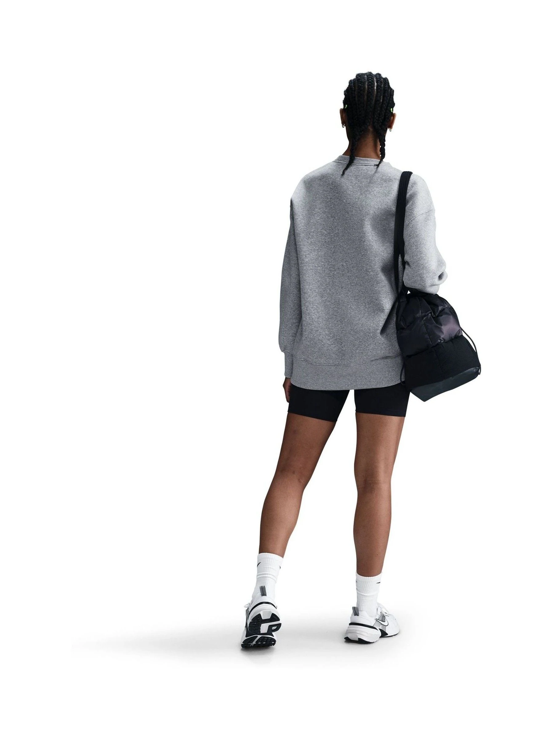 Nike Grey Heather Oversized Fleece Crew Neck Sweatshirt