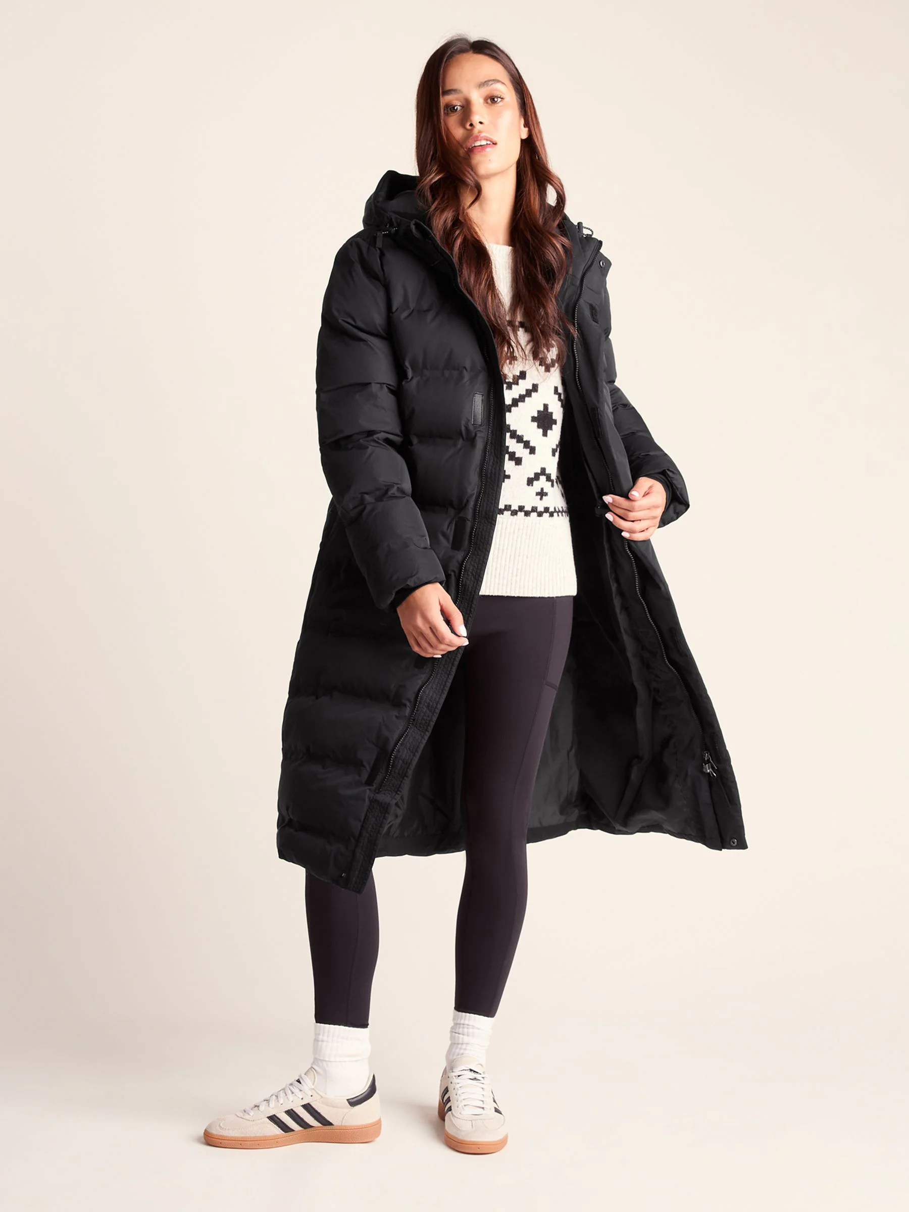 Tog 24 Black Womens Glaston Longline Thermal Parka Hooded Puffer Coat