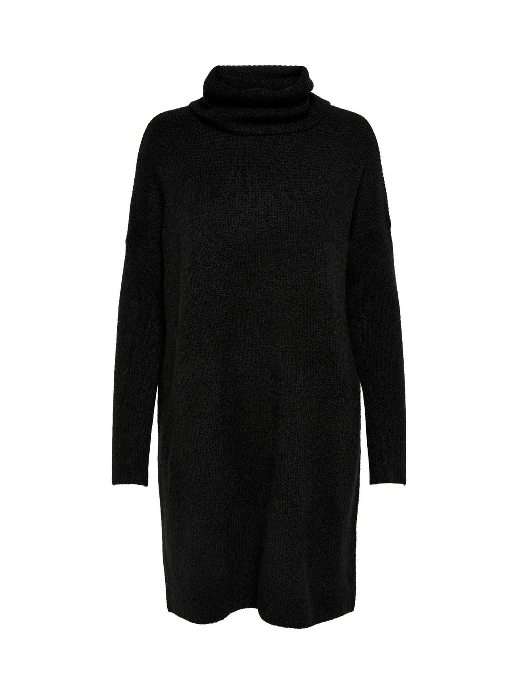 ONLY Black Long Sleeve Knitted Cowl Neck Midi Dress