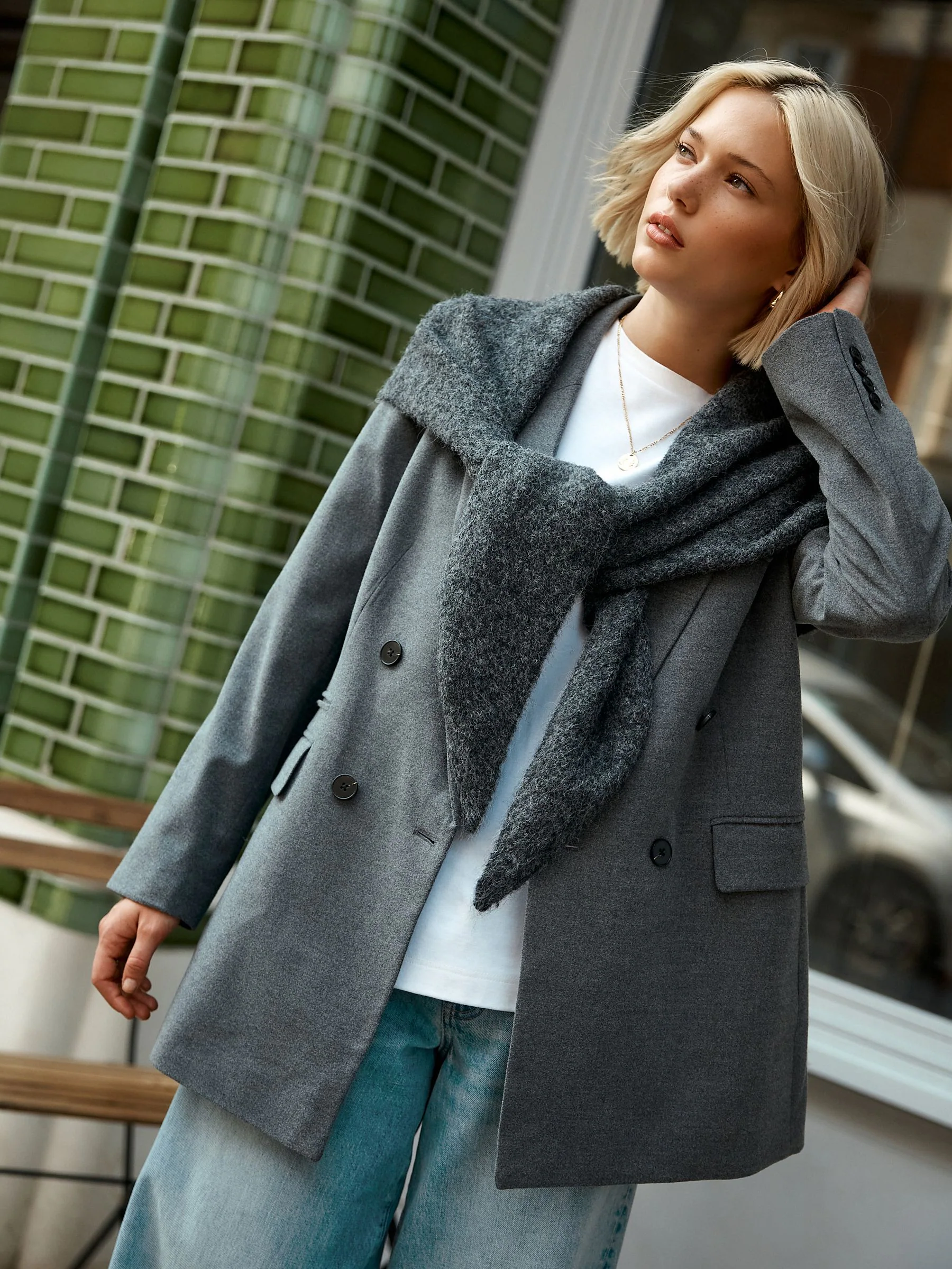 Charcoal Grey Triangle Scarf