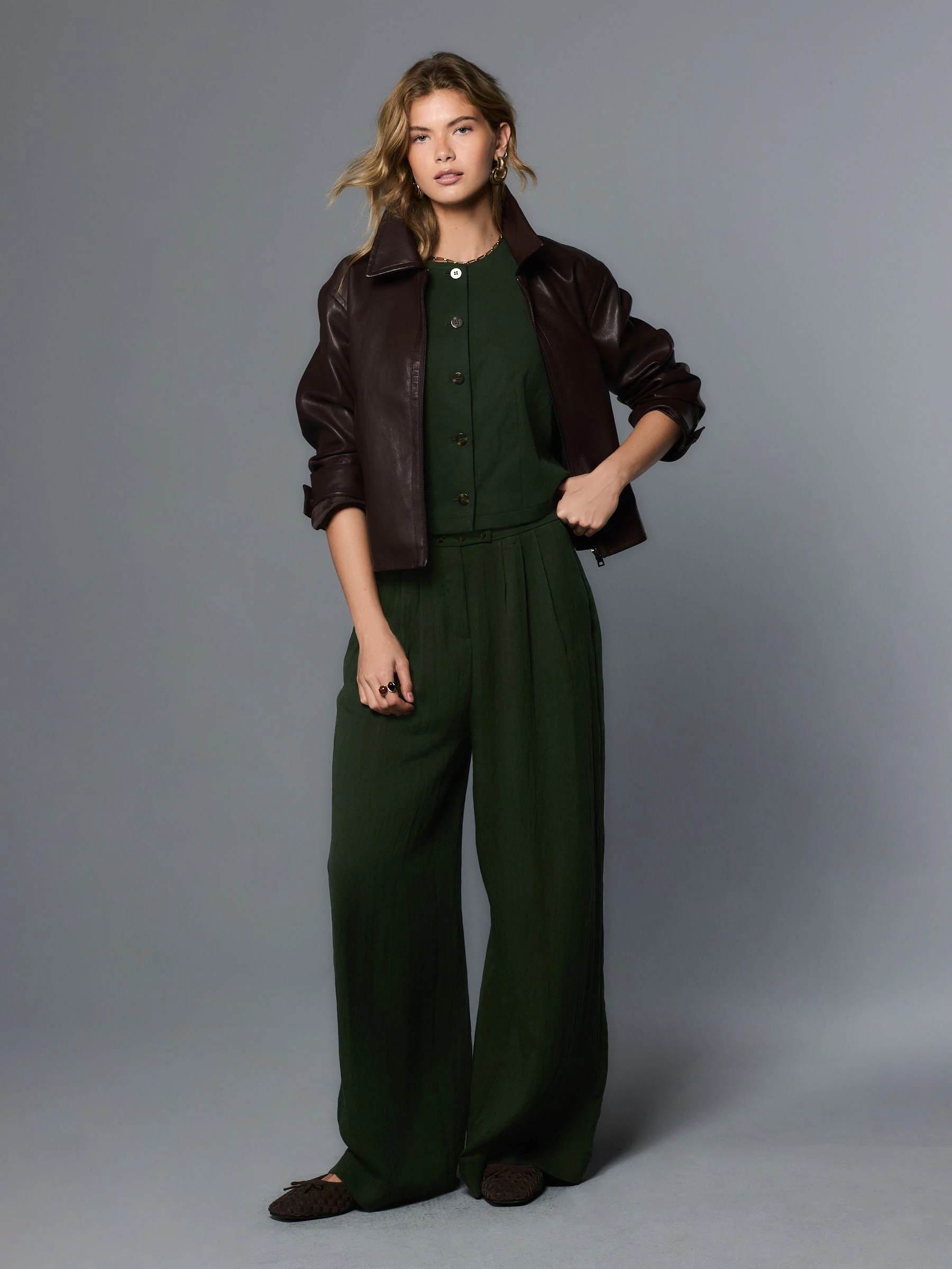 Green Superwide Pleated Trousers