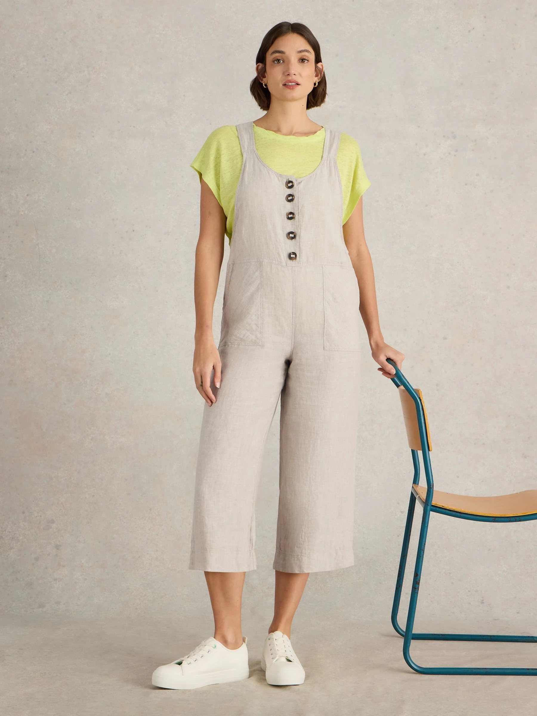 White Stuff Natural Viola Linen Dungaree