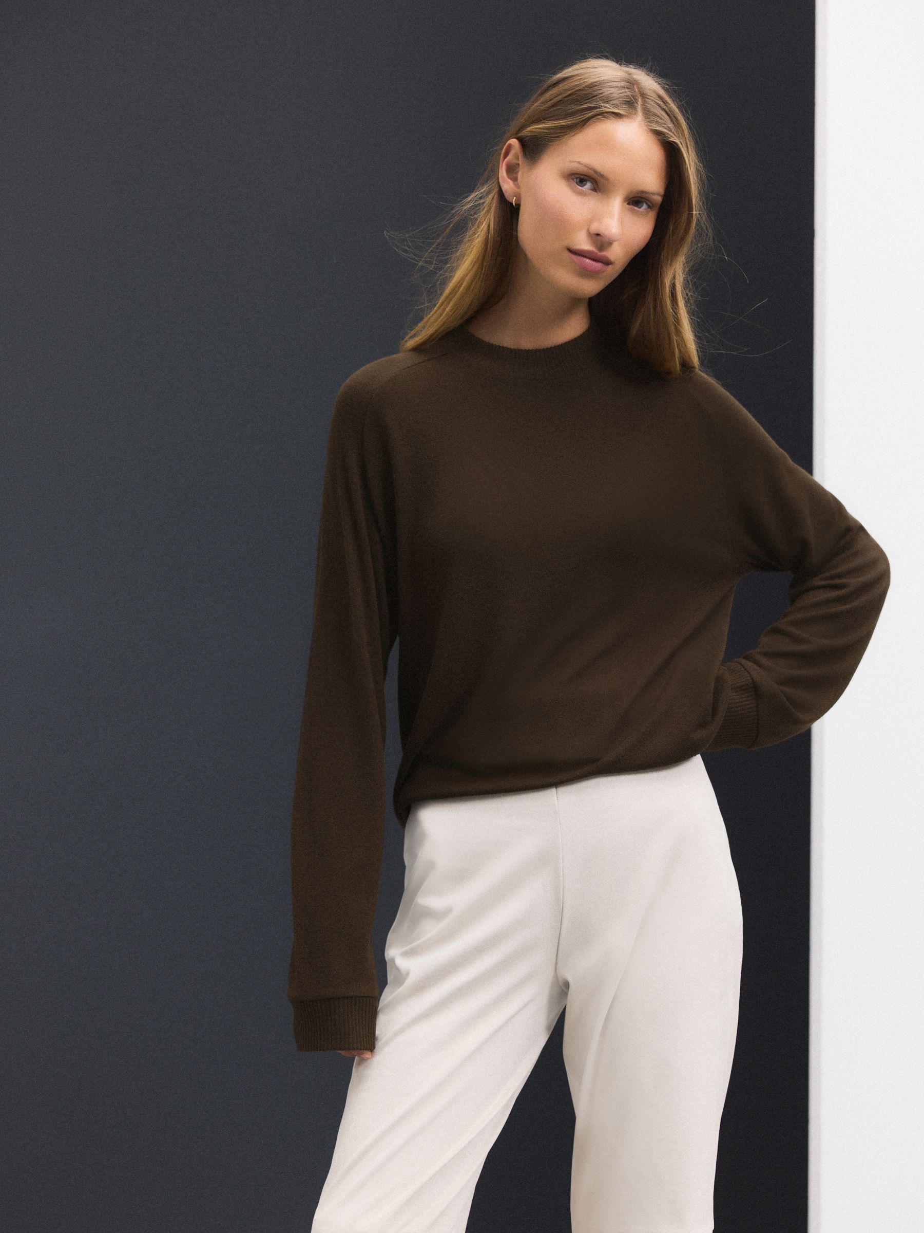 Chocolate Brown Cosy Soft Touch Long Sleeve Crew Neck Jumper Top