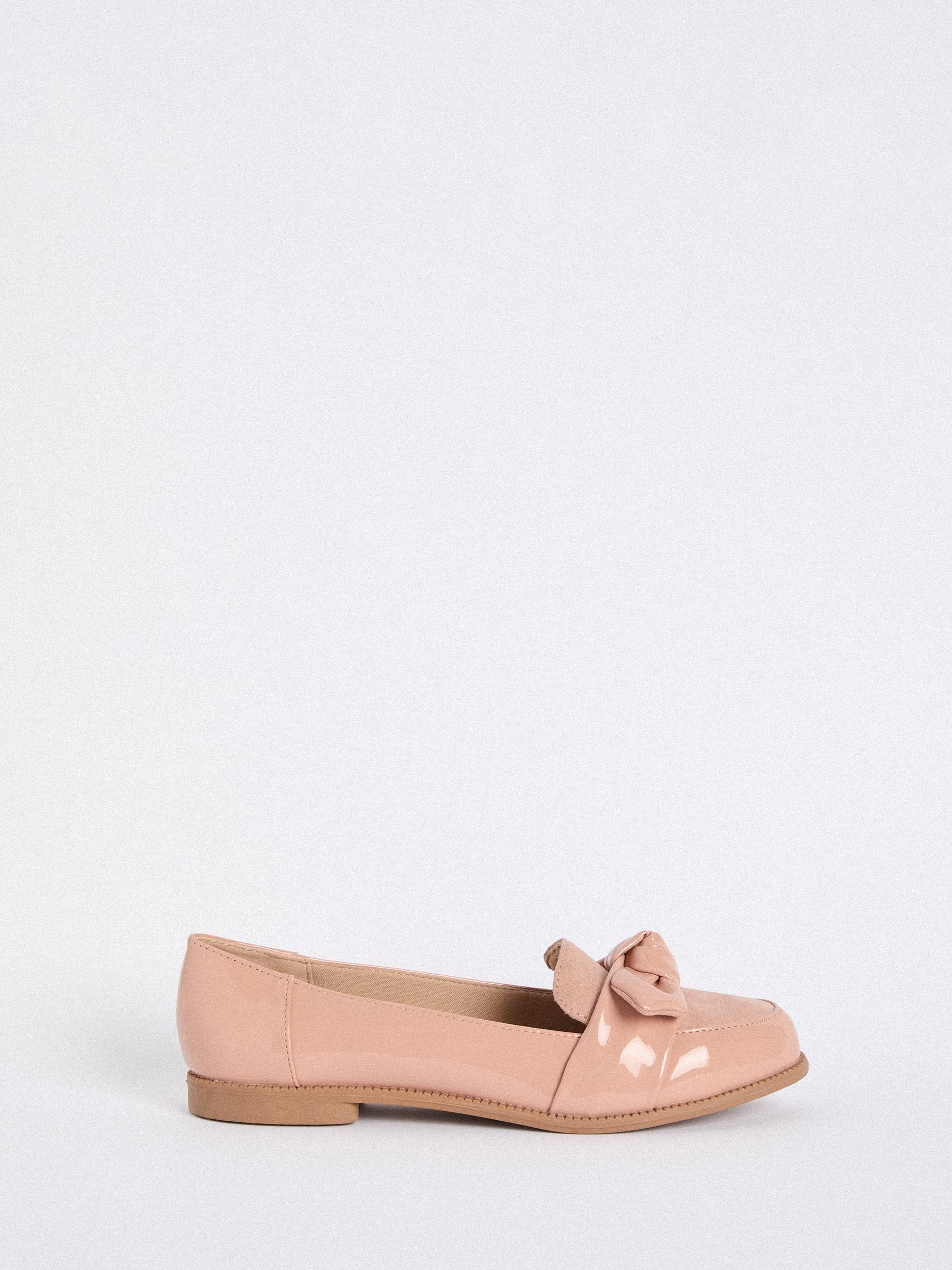 Friends Like These Nude Standard Fit Comfort Bow Faux Leather Patent Loafers