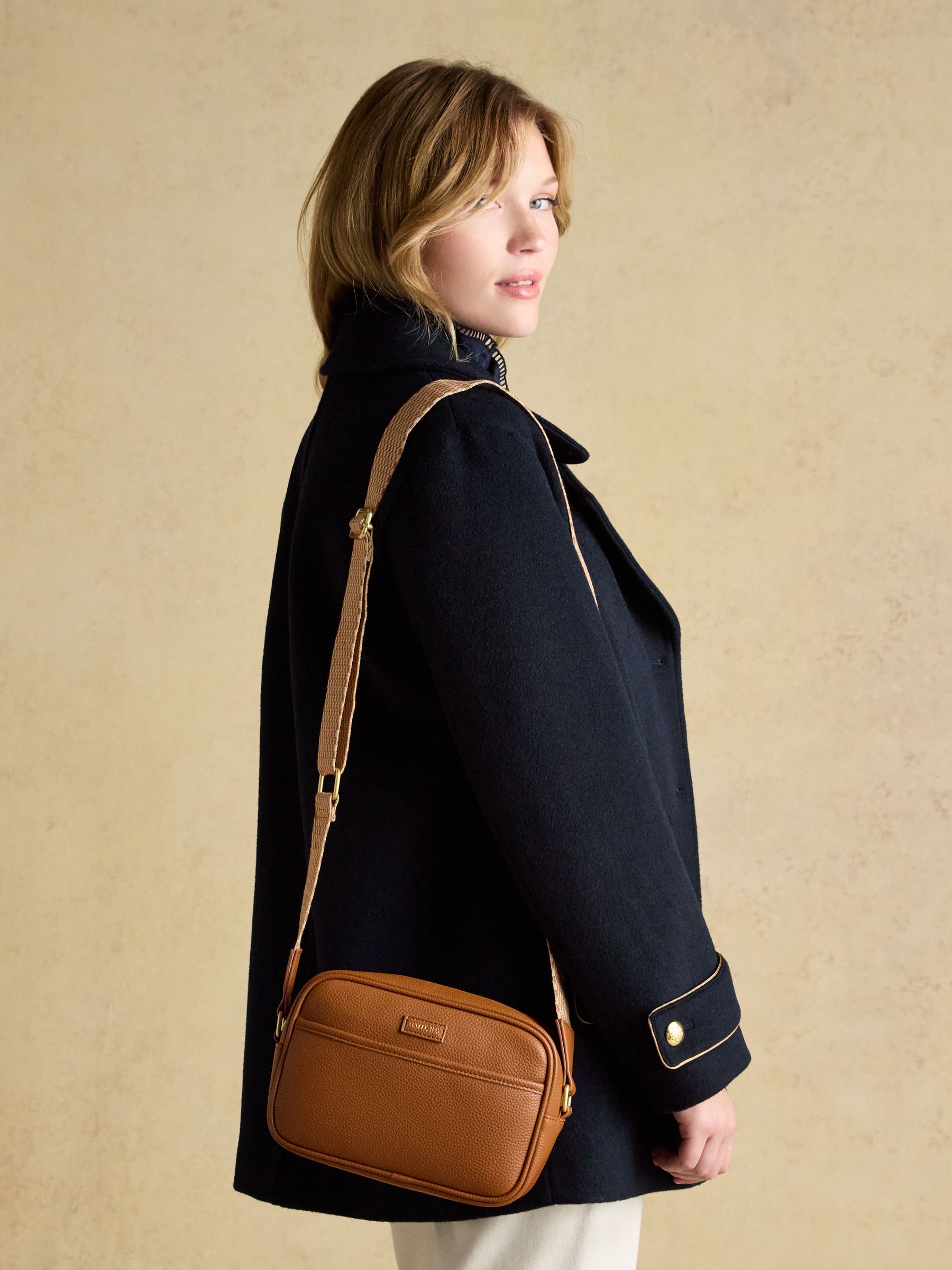 Joules Trent Tan Adjustable Cross Body Bag with Front Pocket