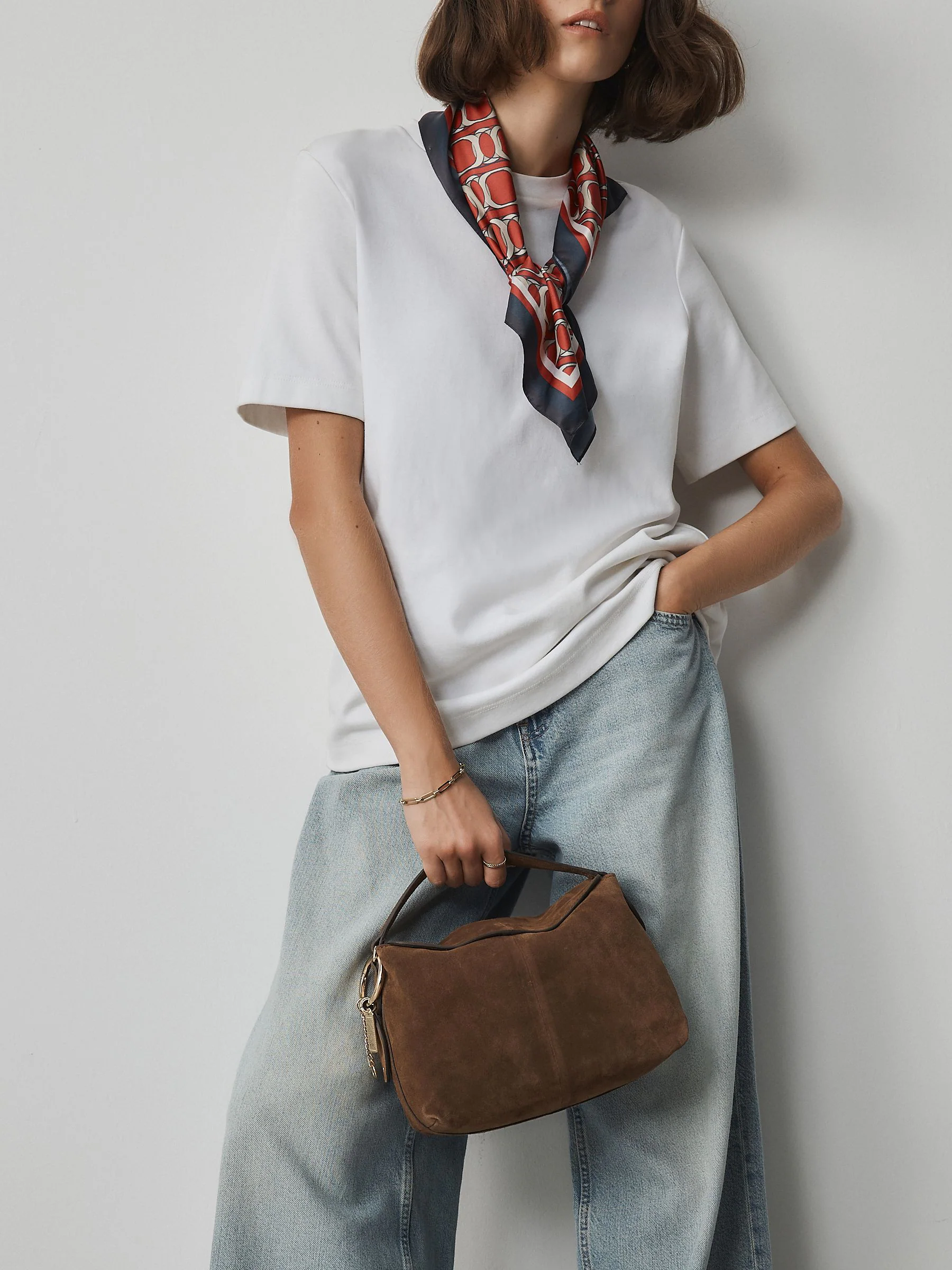 Tan Brown Suede Charm Cross-Body Bag