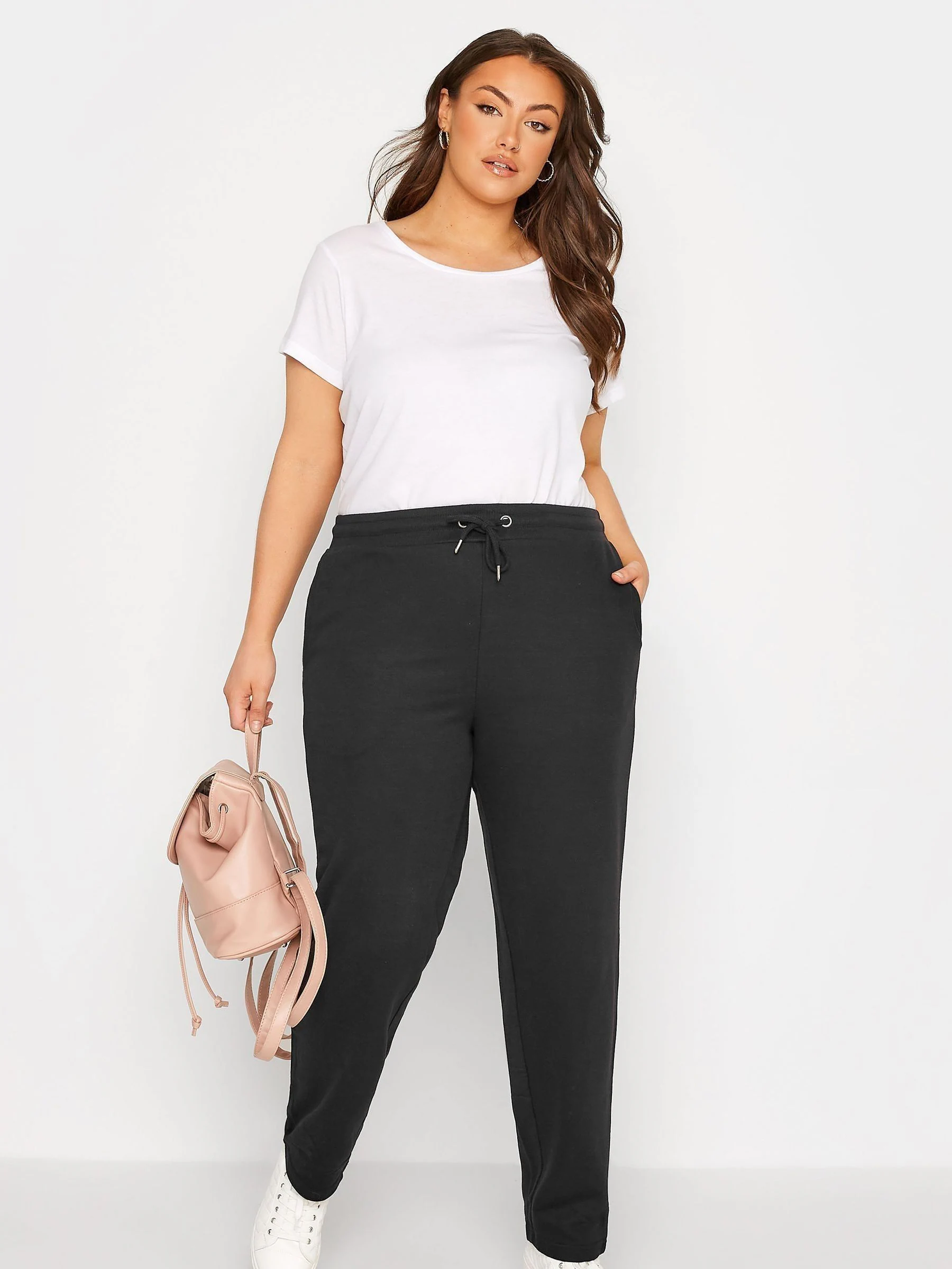 Yours Curve Black Straight Leg Joggers