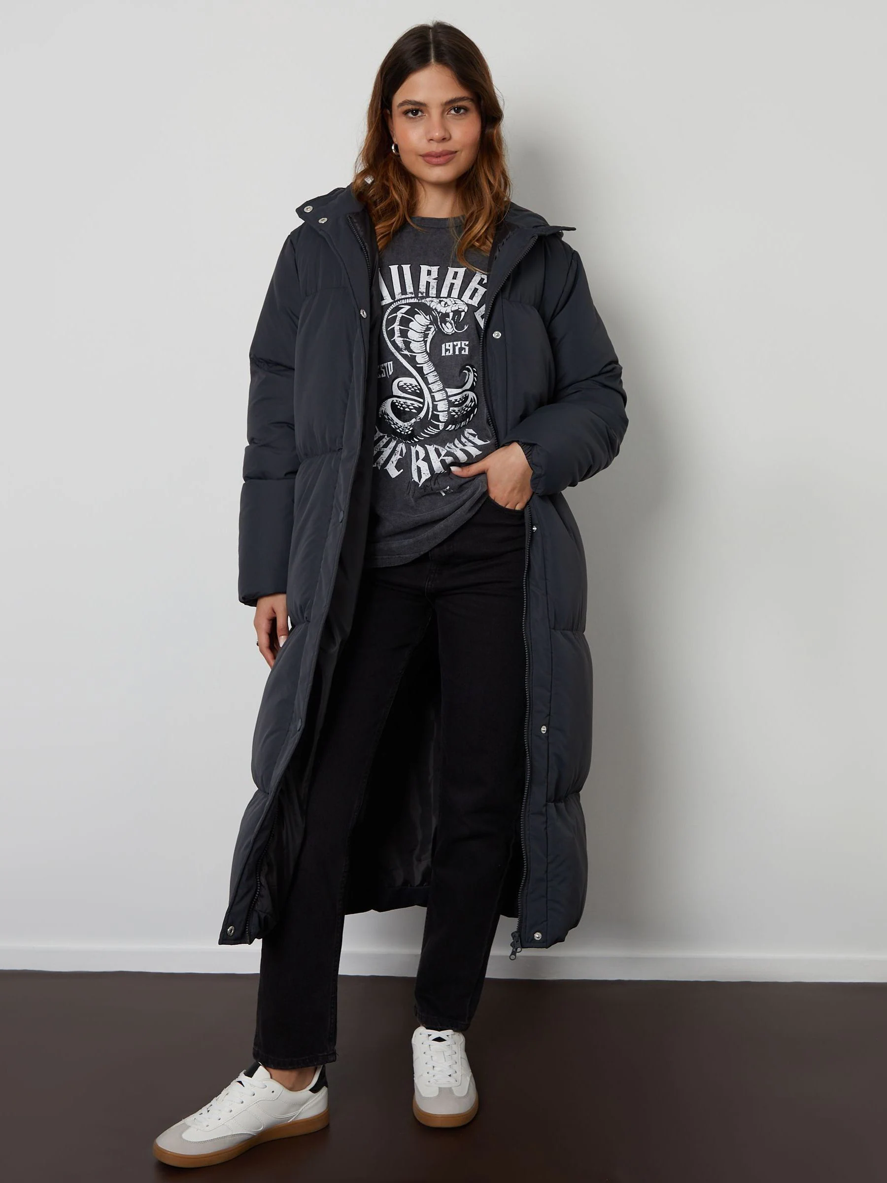 Threadbare Black Maxi Puffer Jacket