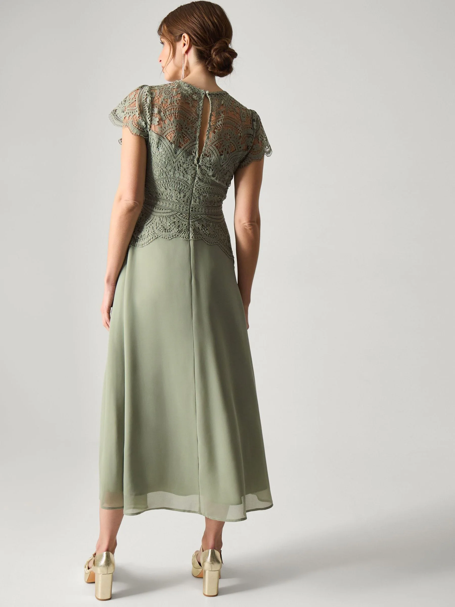 Monsoon Light Green Monica Lace Maxi Bridesmaid Dress