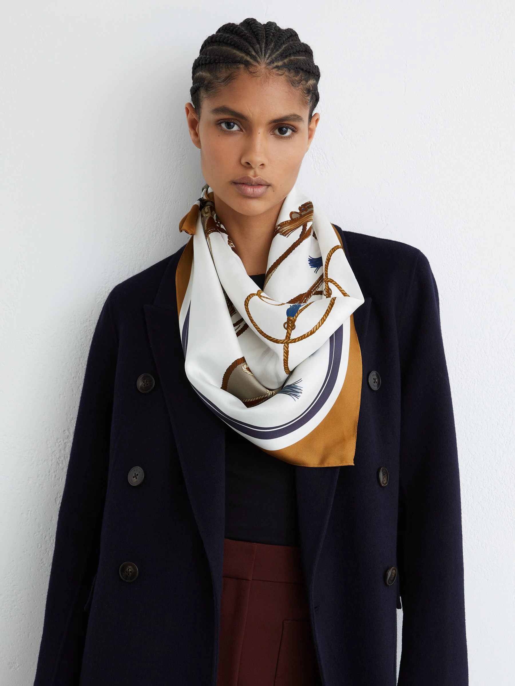 Reiss Multi Mila Silk Printed Scarf