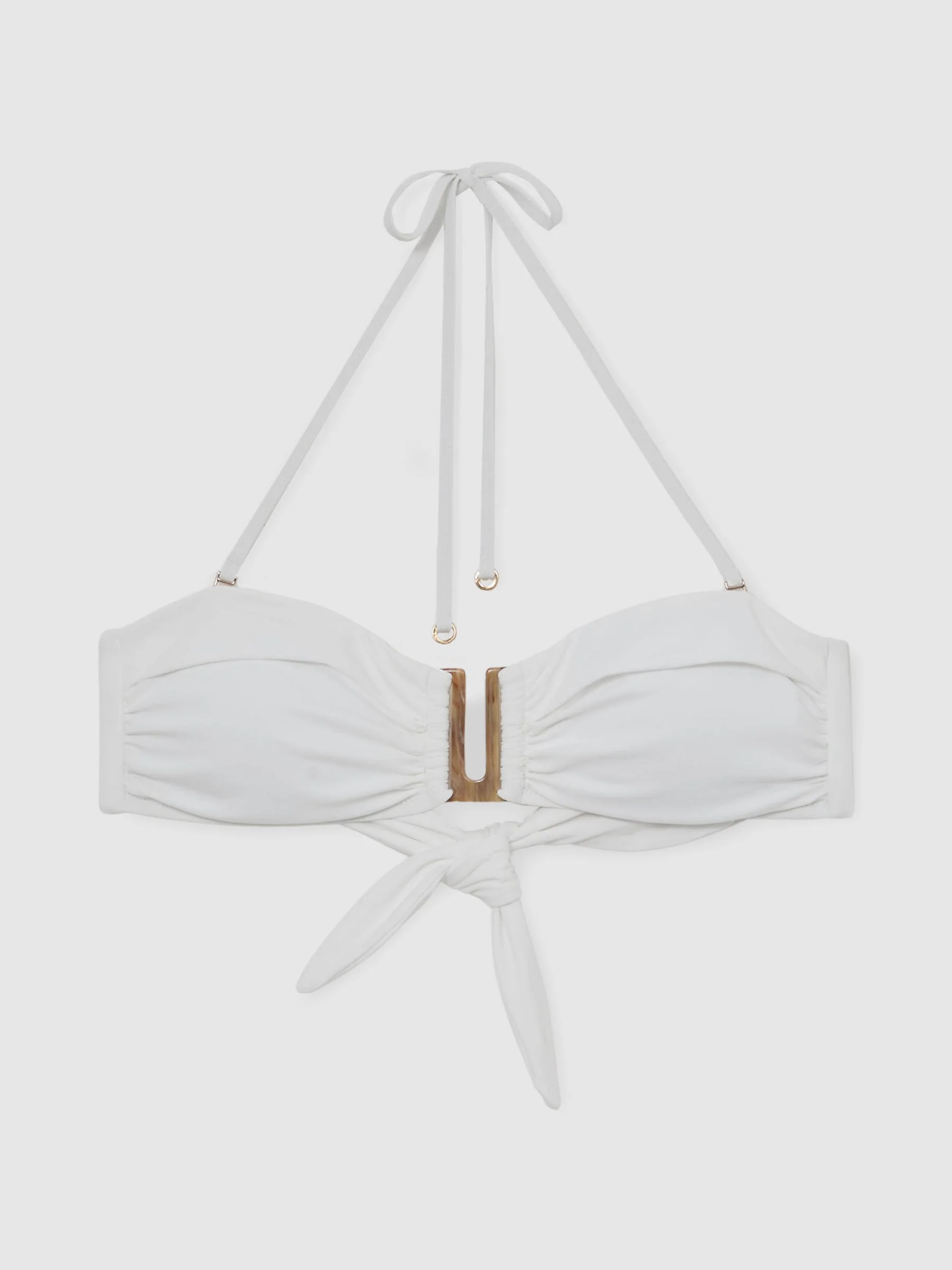 Reiss White Carina Removable-Strap Bandeau Bikini Top