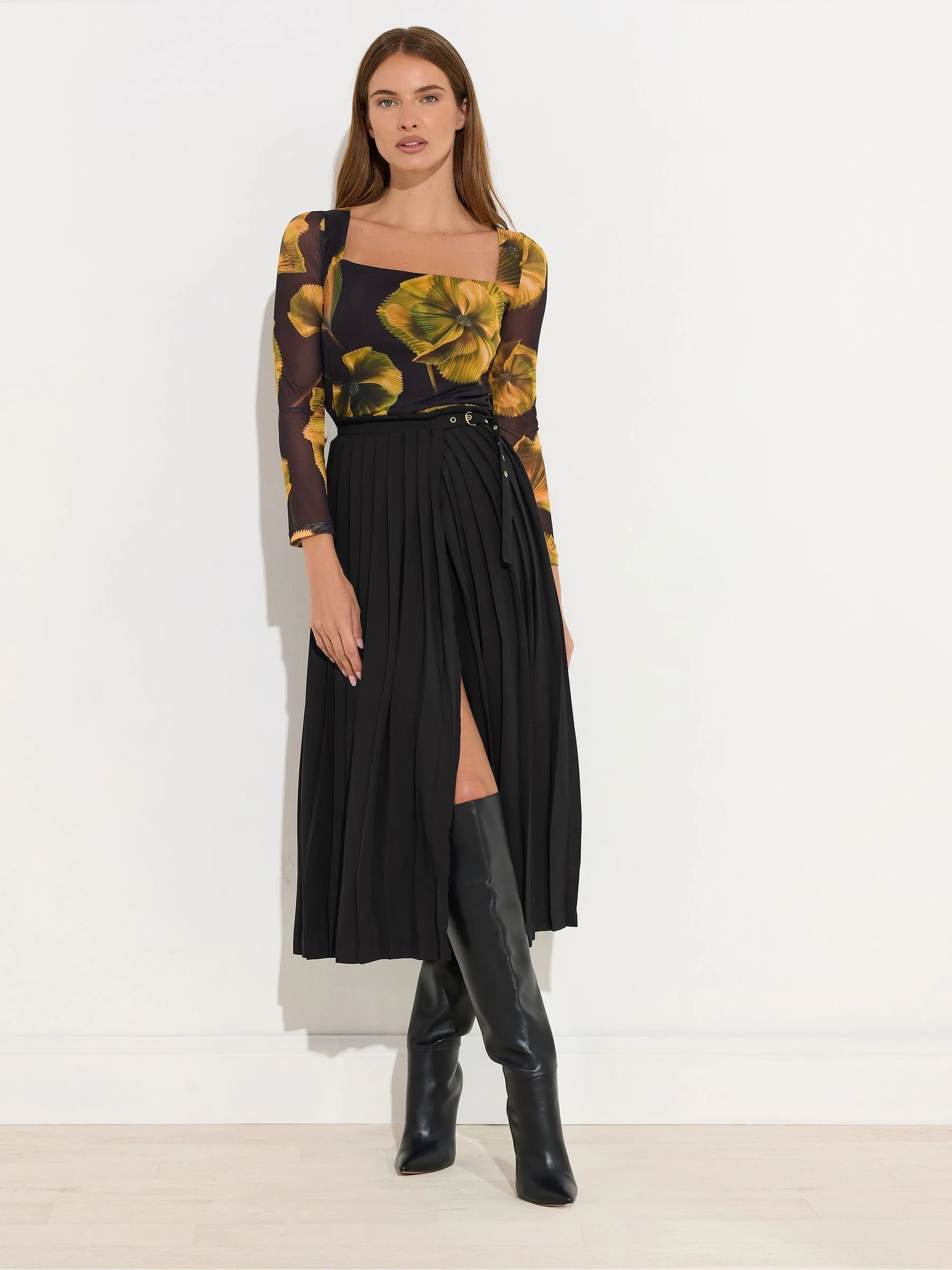 Star by Julien MacDonald Black Pleated Maxi Skirt