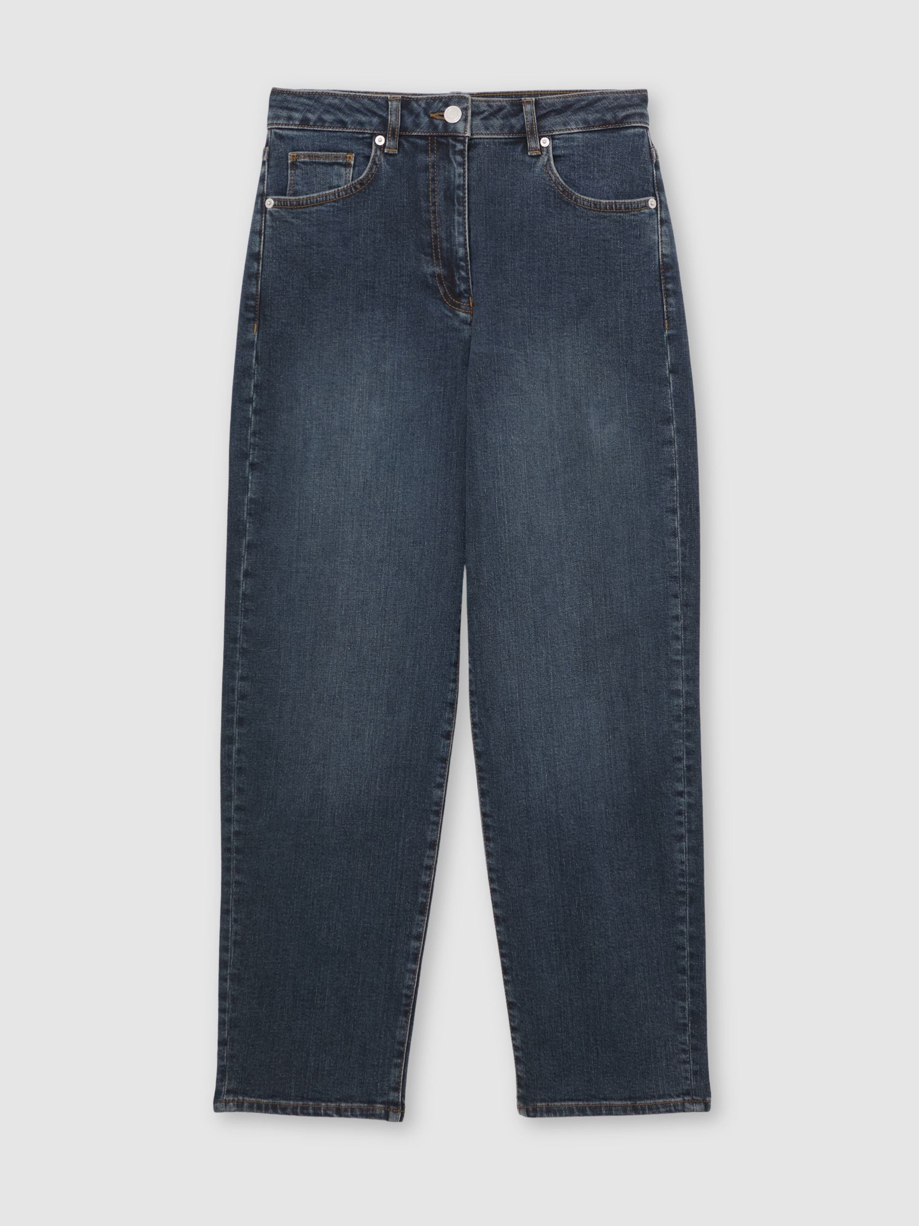 Reiss Antique Mid Blue Selin Petite Mid-Rise Straight-Leg Jeans