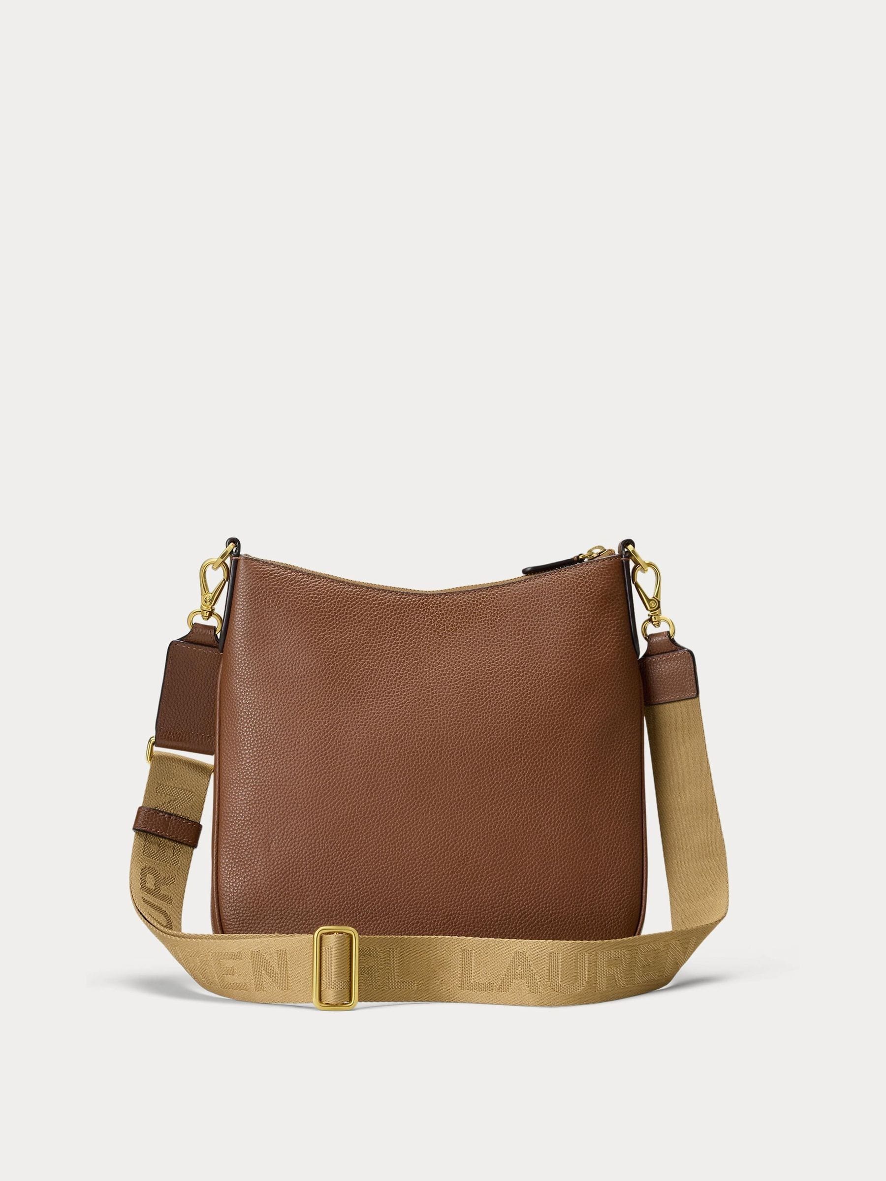 Lauren Ralph Lauren Lauren Tan Cameryn Pebbled Leather Large Cross-Body Bag