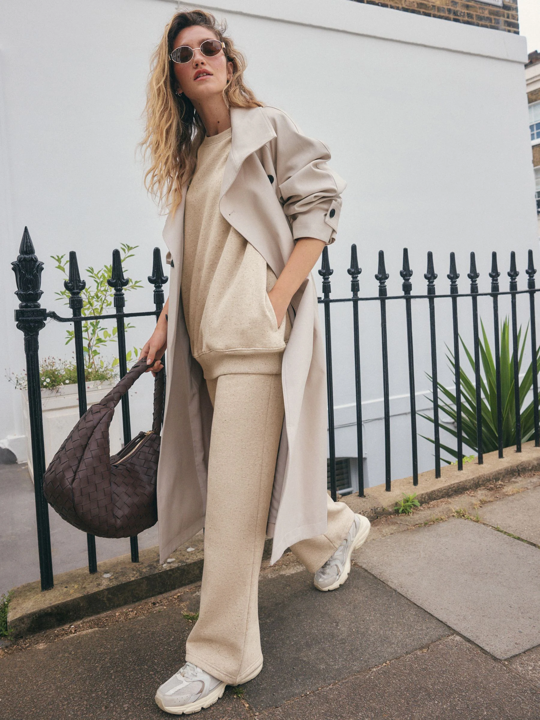 Neutral Neppy Relaxed Fit Essentials Longline Sweatshirt with Pockets