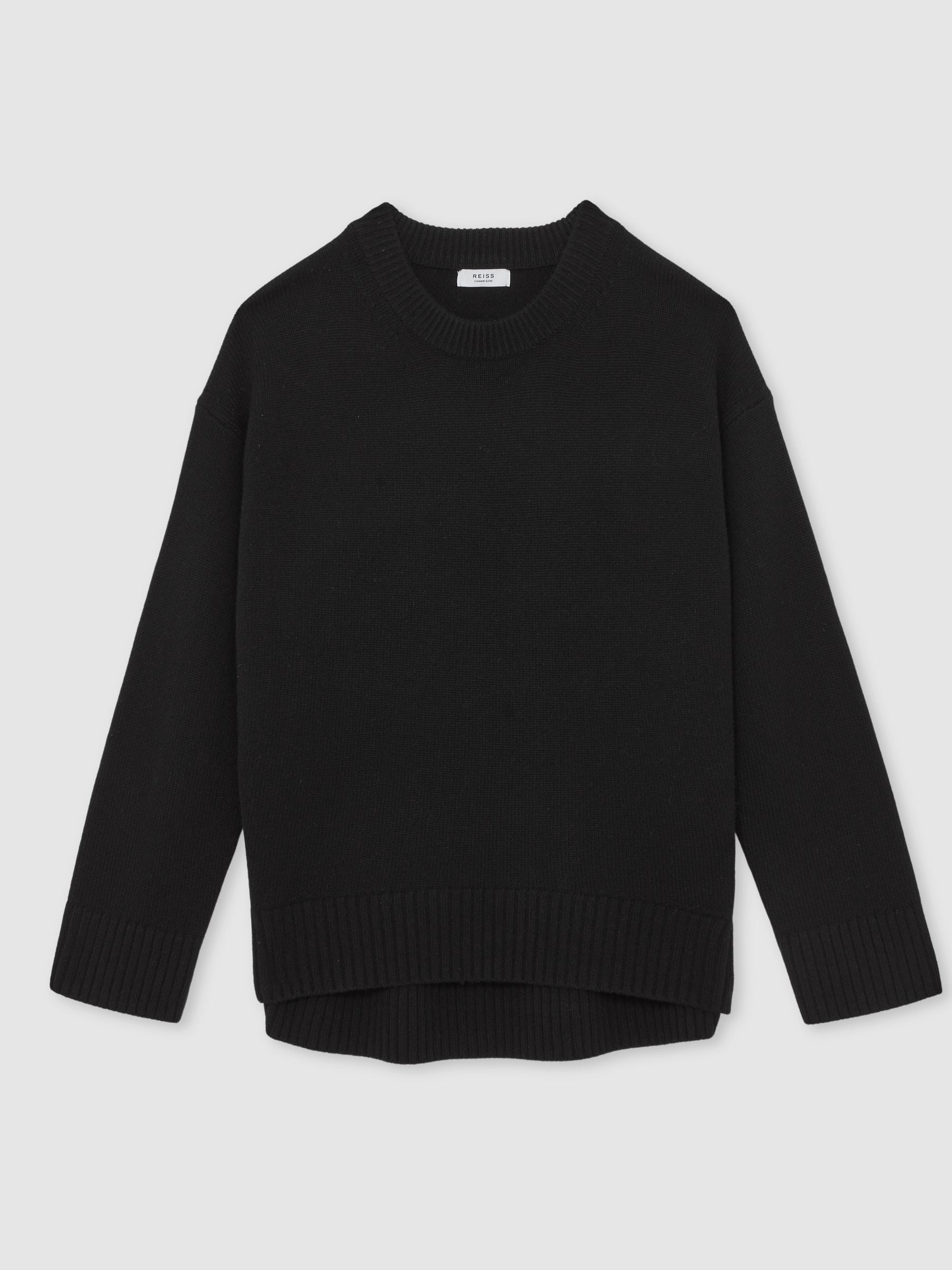 Reiss Black Ella Wool-Cashmere Crew-Neck Jumper