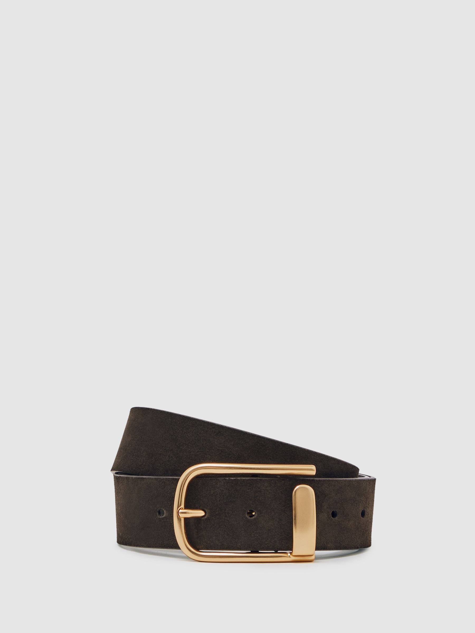 Reiss Chocolate Iyla Suede Half Keeper Belt