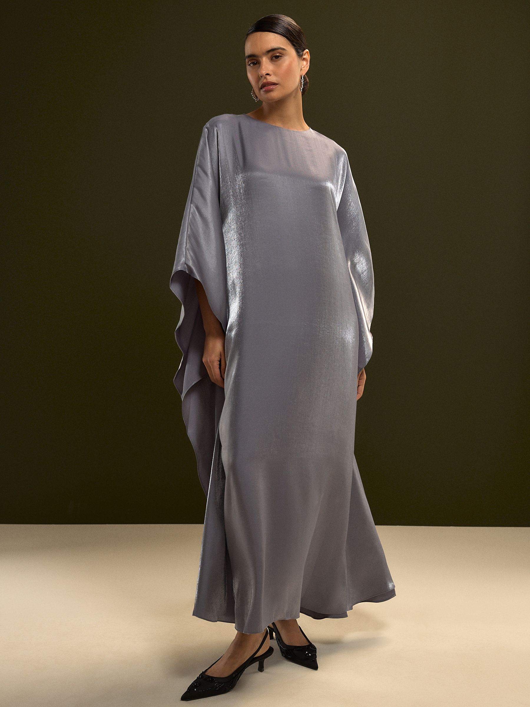 Charcoal Blue Kaftan Shimmer Maxi Dress