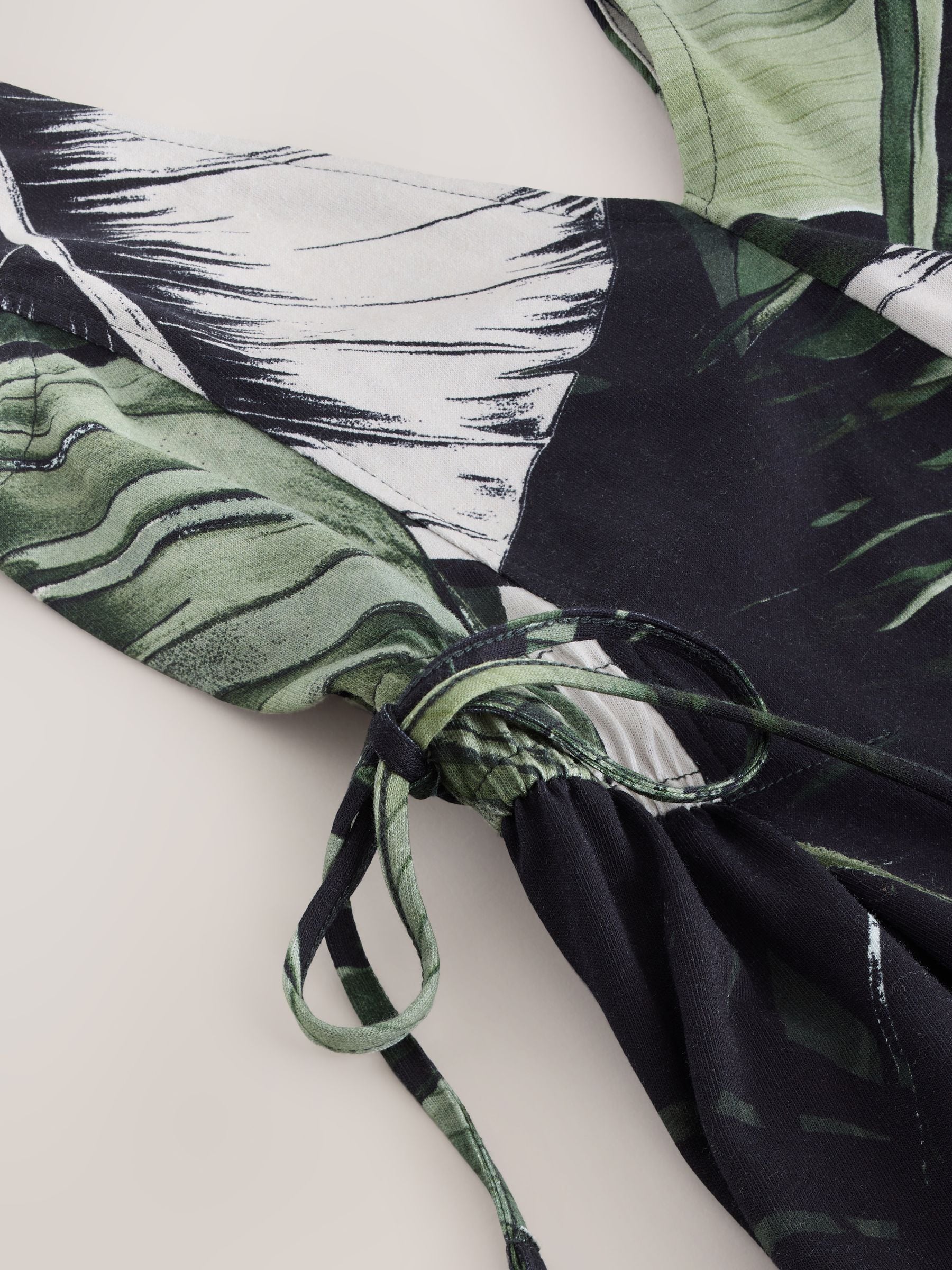 Black/Green Jersey V-Neck jumpsuit