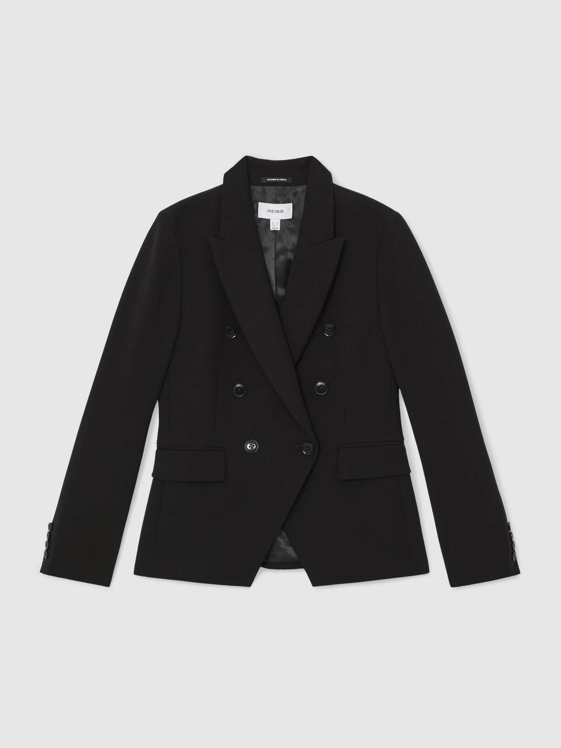 Reiss Black Gabi Double-Breasted Suit Blazer